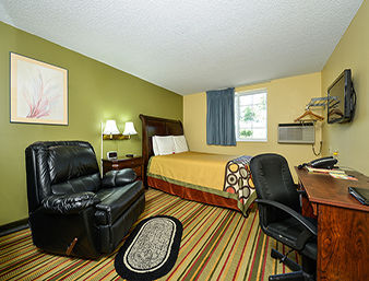 Guest room at the Super 8 by Wyndham Minot Airport in Minot, North Dakota