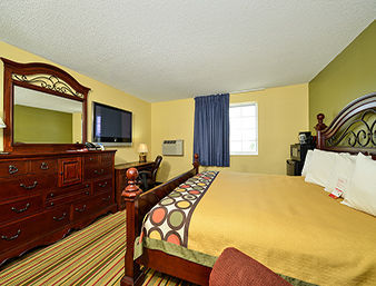 Guest room at the Super 8 by Wyndham Minot Airport in Minot, North Dakota