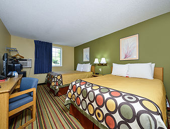 Guest room at the Super 8 by Wyndham Minot Airport in Minot, North Dakota
