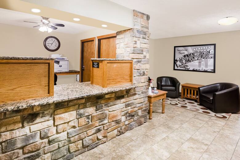 Super 8 Kearney hotel lobby in Kearney, Nebraska