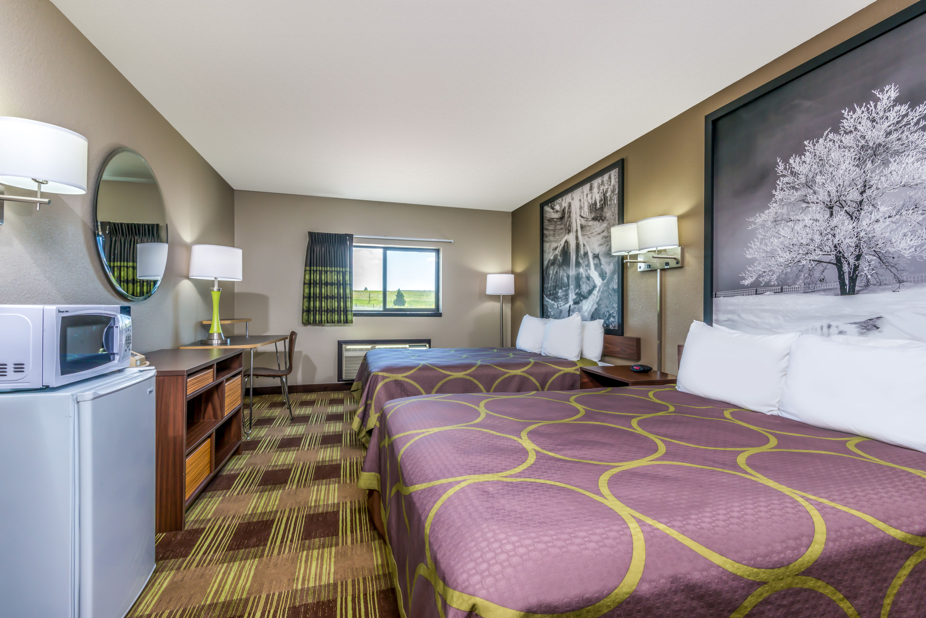 Guest room at the Super 8 by Wyndham Kimball in Kimball, Nebraska