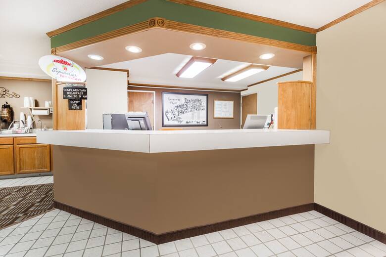 Super 8 Lexington hotel lobby in Lexington, Nebraska