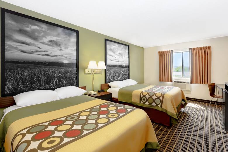 Guest room at the Super 8 Norfolk in Norfolk, Nebraska