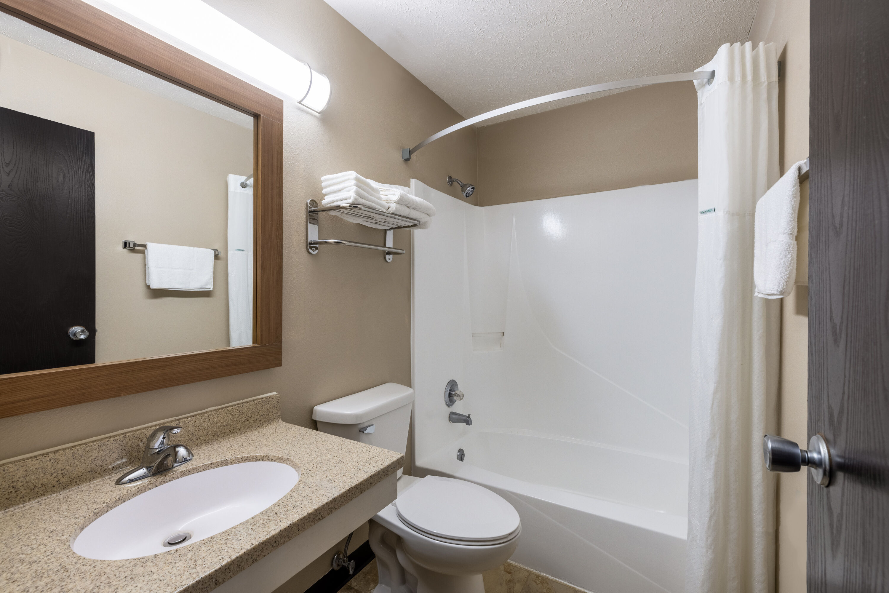 Guest room bath at the Super 8 by Wyndham O Neill NE in O Neill, Nebraska