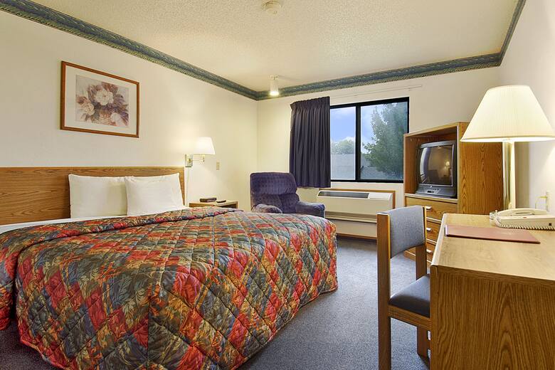 Guest room at the Super 8 Omaha/West Dodge in Omaha, Nebraska