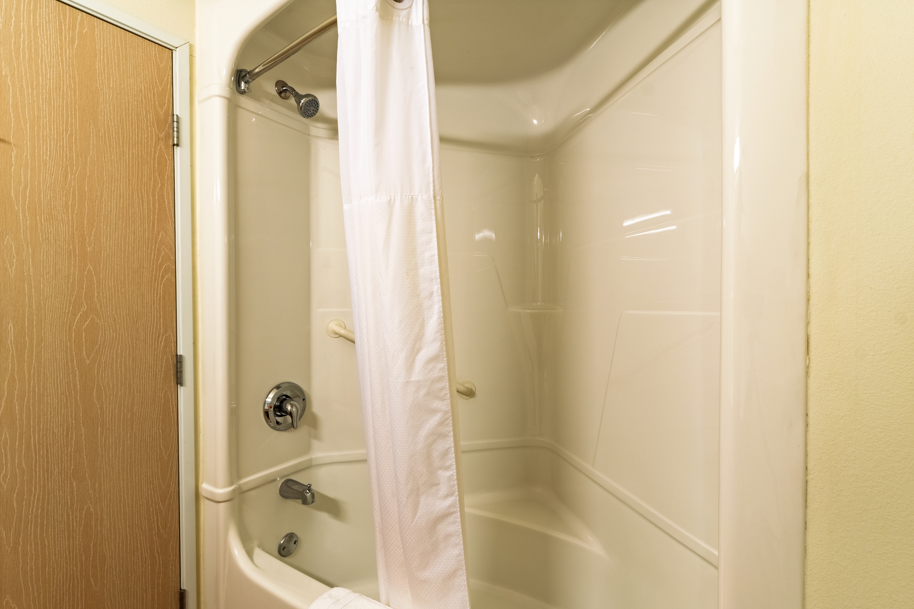 Guest room bath at the Super 8 by Wyndham Sidney NE in Sidney, Nebraska