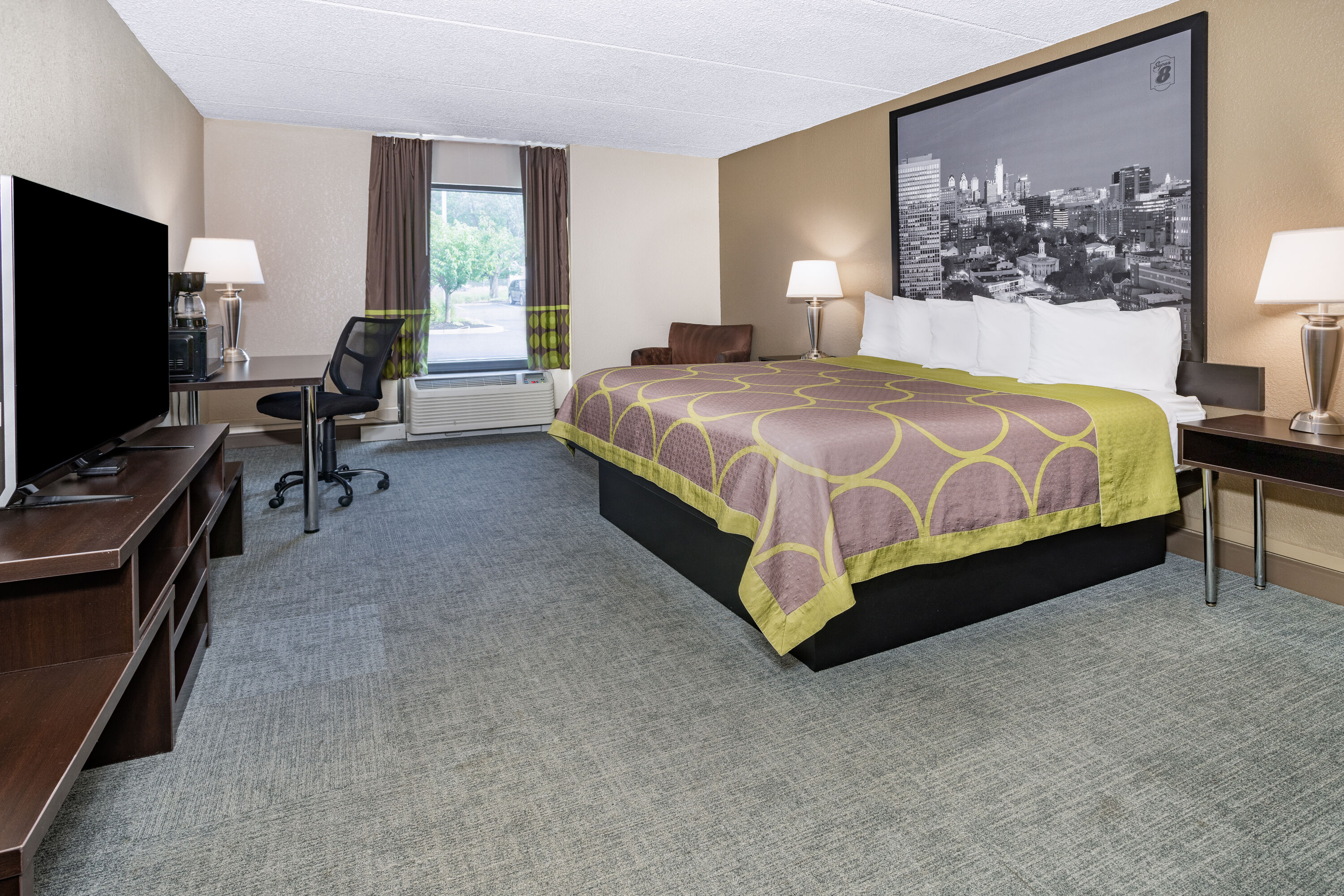 Guest room at the Super 8 by Wyndham Mount Laurel in Mount Laurel, New Jersey