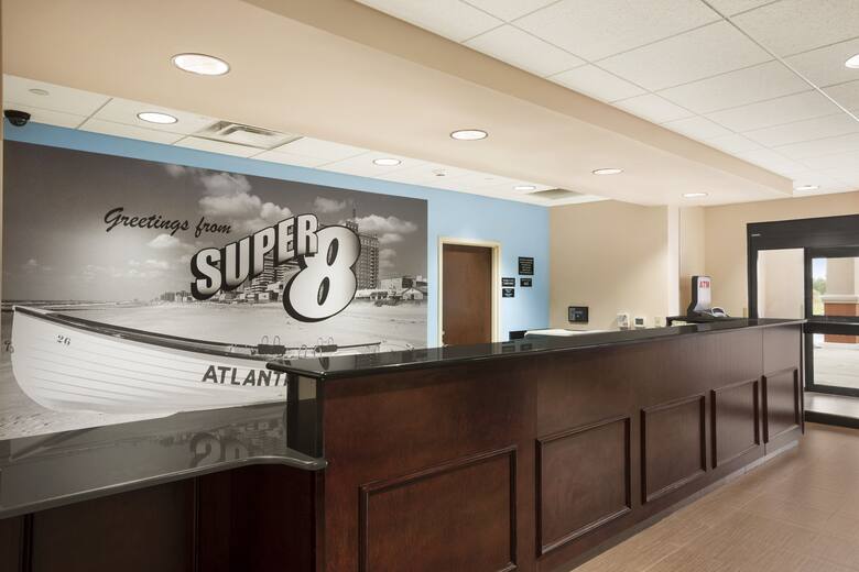 Super 8 Pennsville/Wilmington hotel lobby in Pennsville, New Jersey