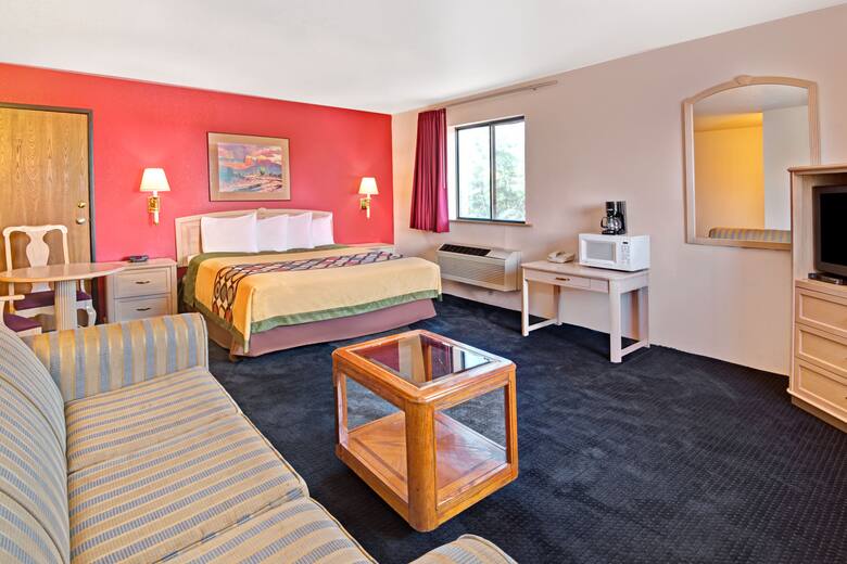 Guest room at the Super 8 Albuquerque West/Coors Blvd in Albuquerque, New Mexico