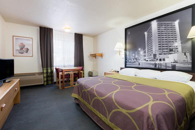 Guest room at the Super 8 Bernalillo in Bernalillo, New Mexico
