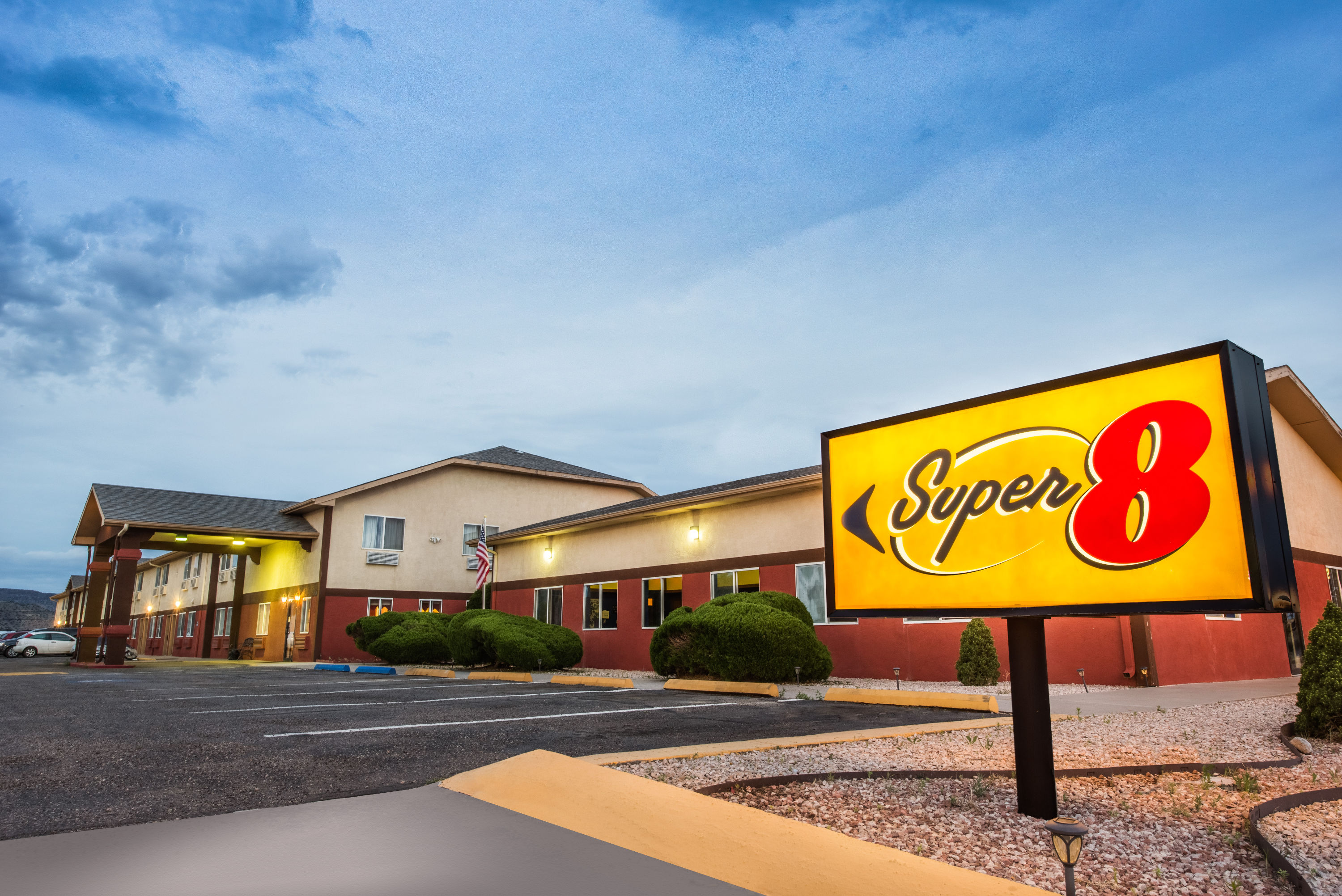 Exterior of Super 8 by Wyndham Grants hotel in Grants, New Mexico