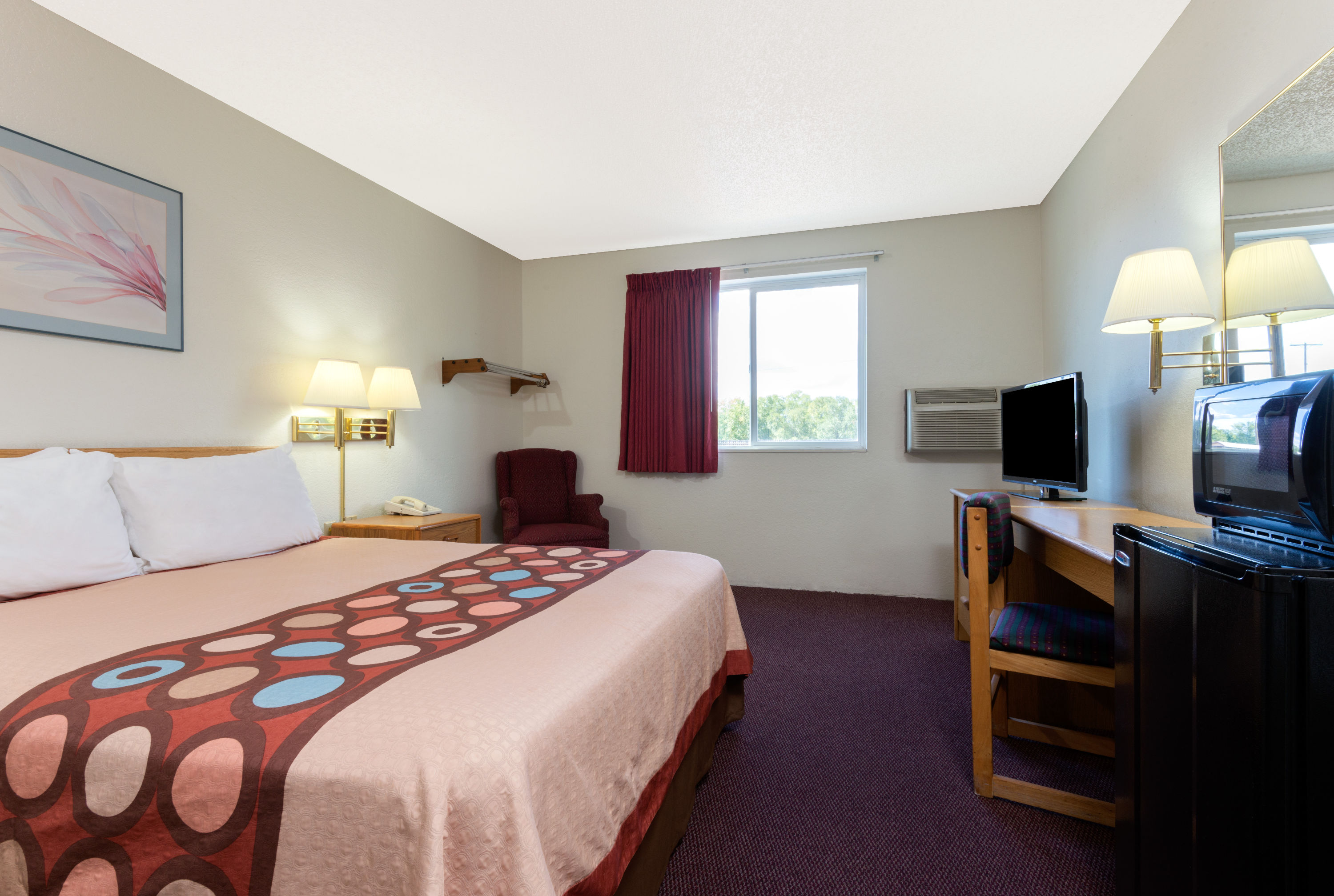 Guest room at the Super 8 by Wyndham Raton in Raton, New Mexico