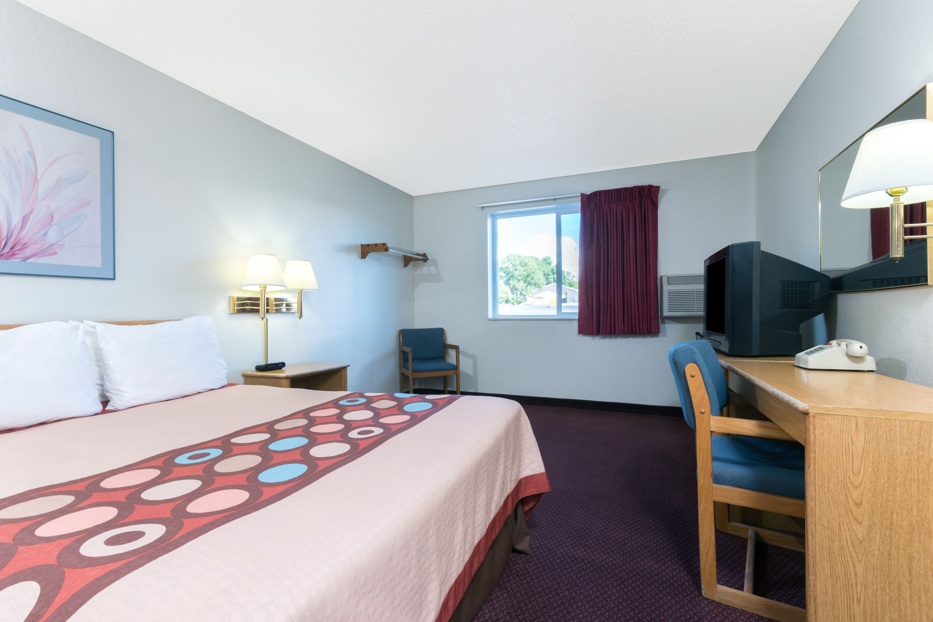 Guest room at the Super 8 by Wyndham Raton in Raton, New Mexico