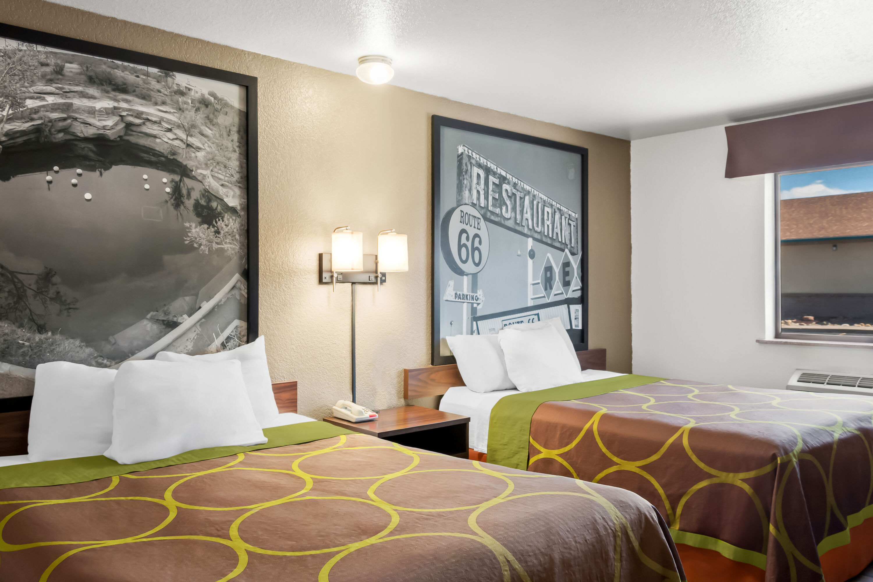 Double bed guest room at the Super 8 by Wyndham Santa Rosa in Santa Rosa, New Mexico