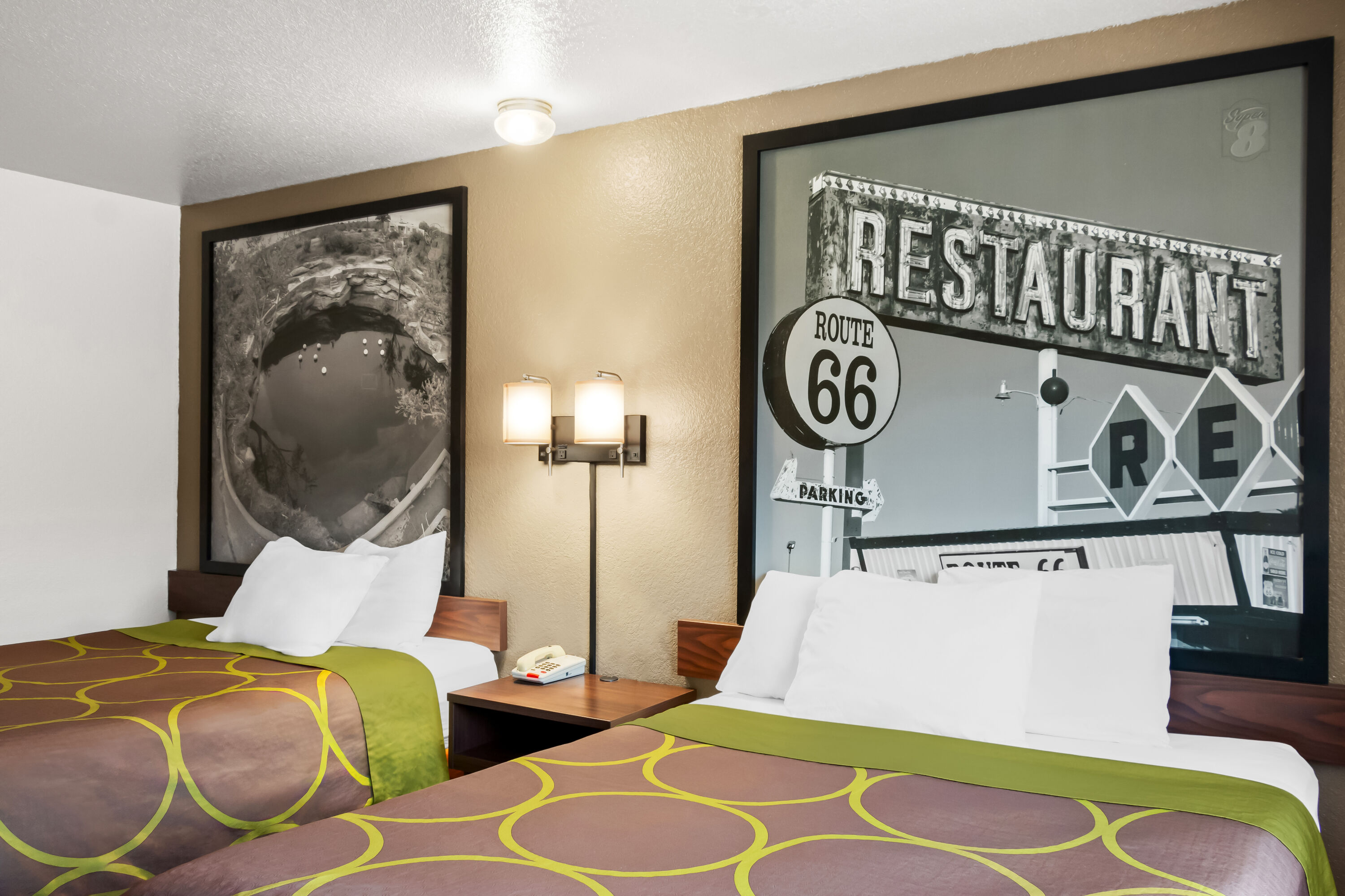 Double bed guest room at the Super 8 by Wyndham Santa Rosa in Santa Rosa, New Mexico