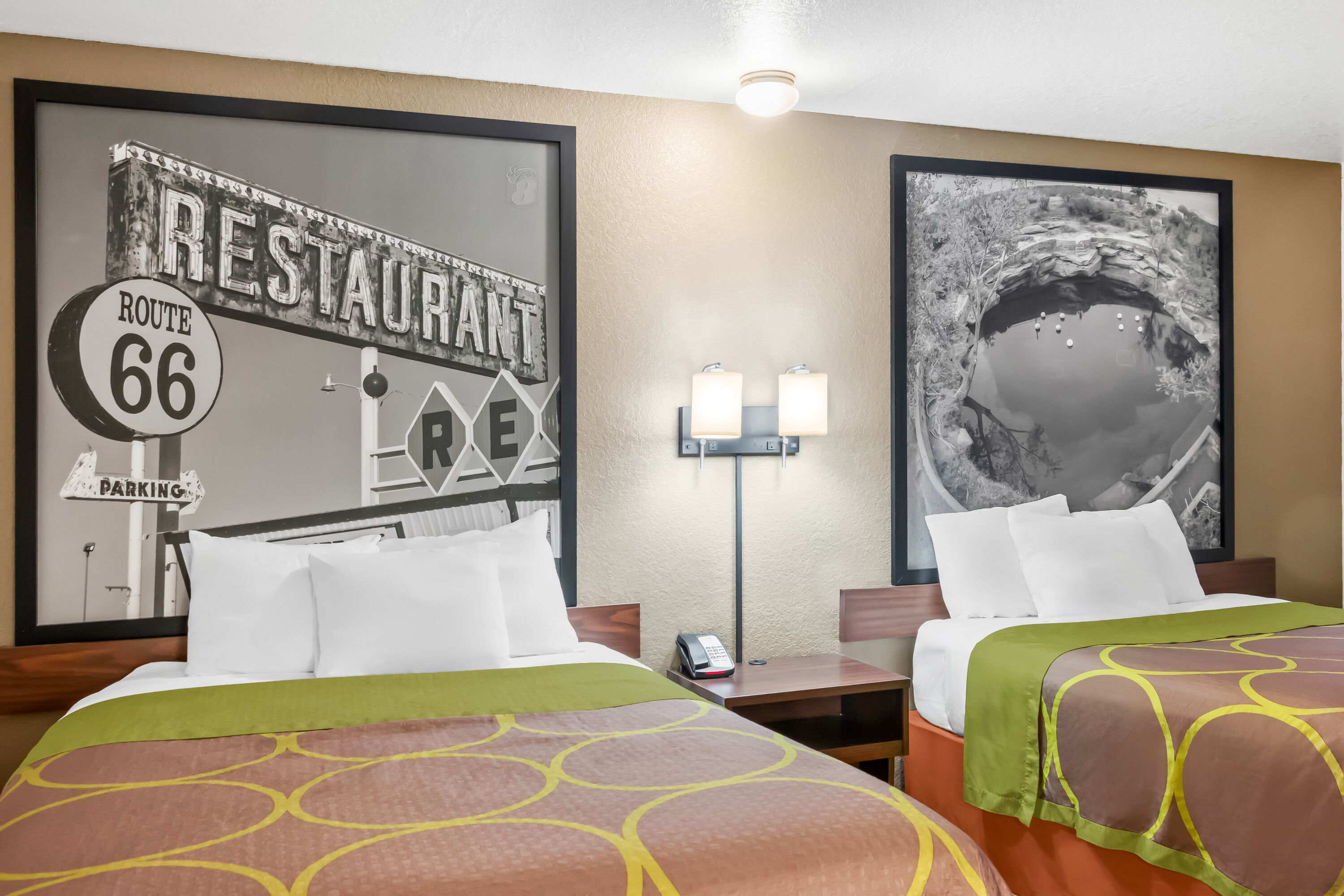 Double bed guest room at the Super 8 by Wyndham Santa Rosa in Santa Rosa, New Mexico