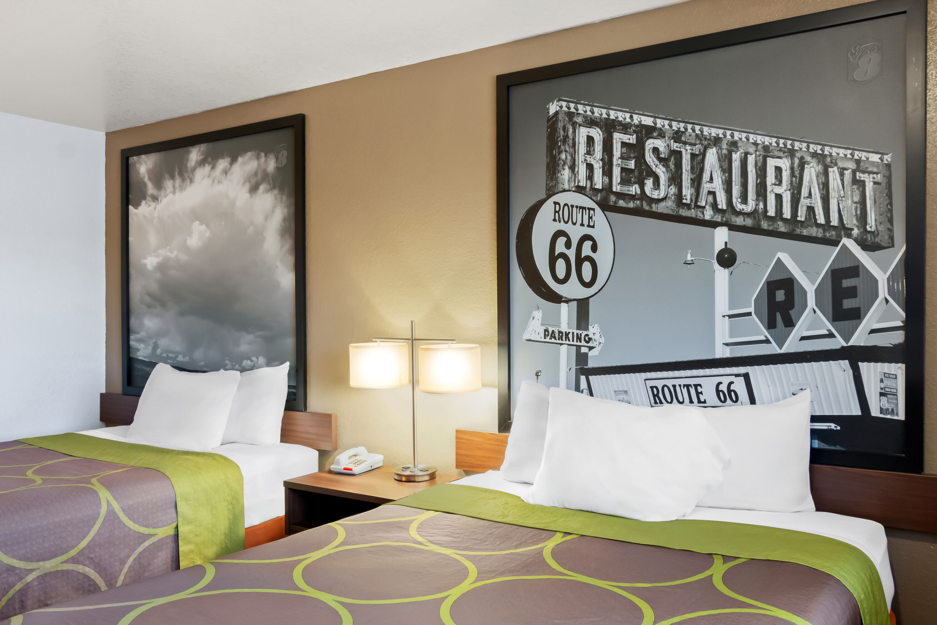 Double bed guest room at the Super 8 by Wyndham Santa Rosa in Santa Rosa, New Mexico