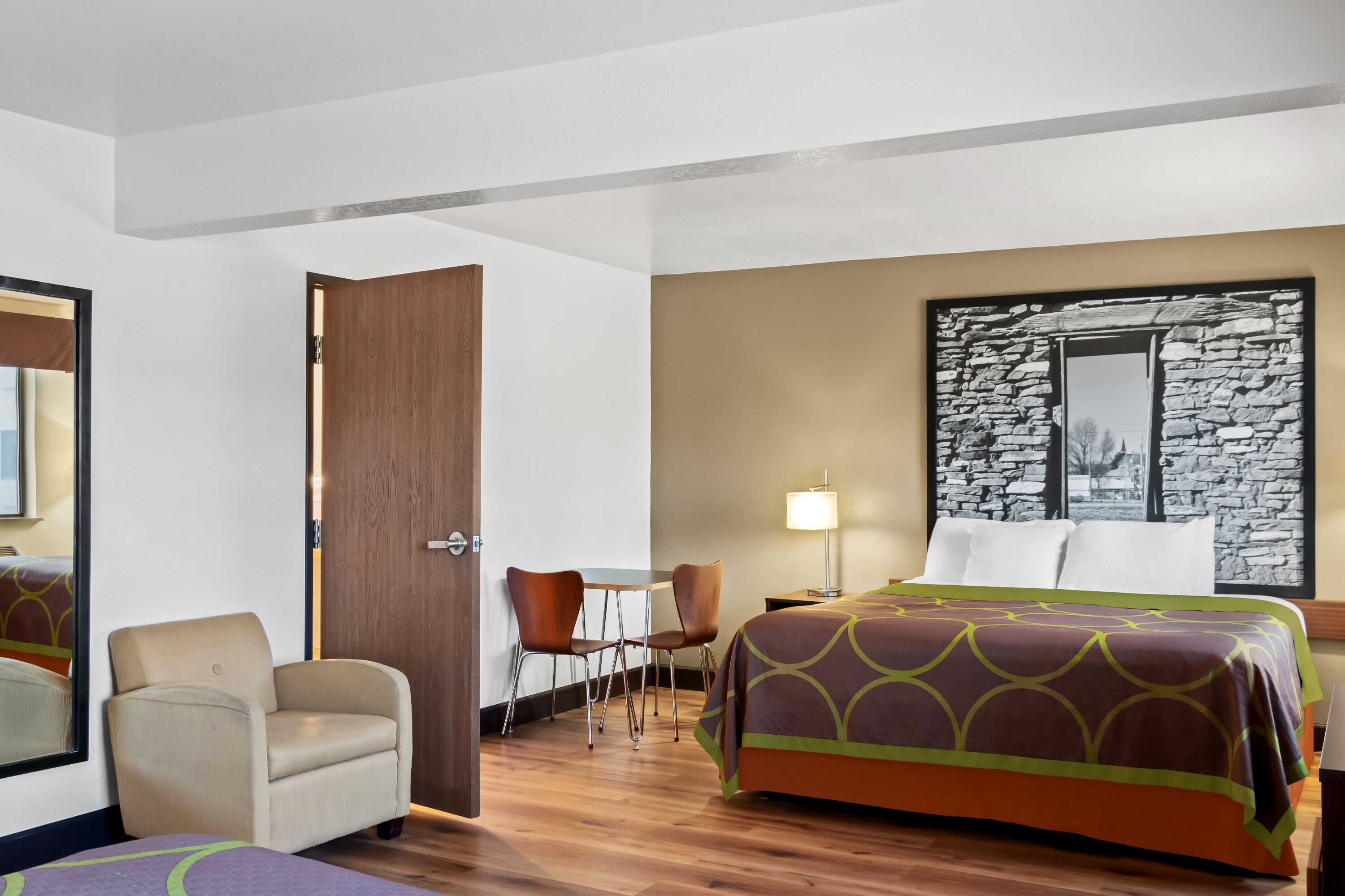 King bed guest room at the Super 8 by Wyndham Santa Rosa in Santa Rosa, New Mexico