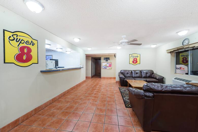 Super 8 Socorro hotel lobby in Socorro, New Mexico