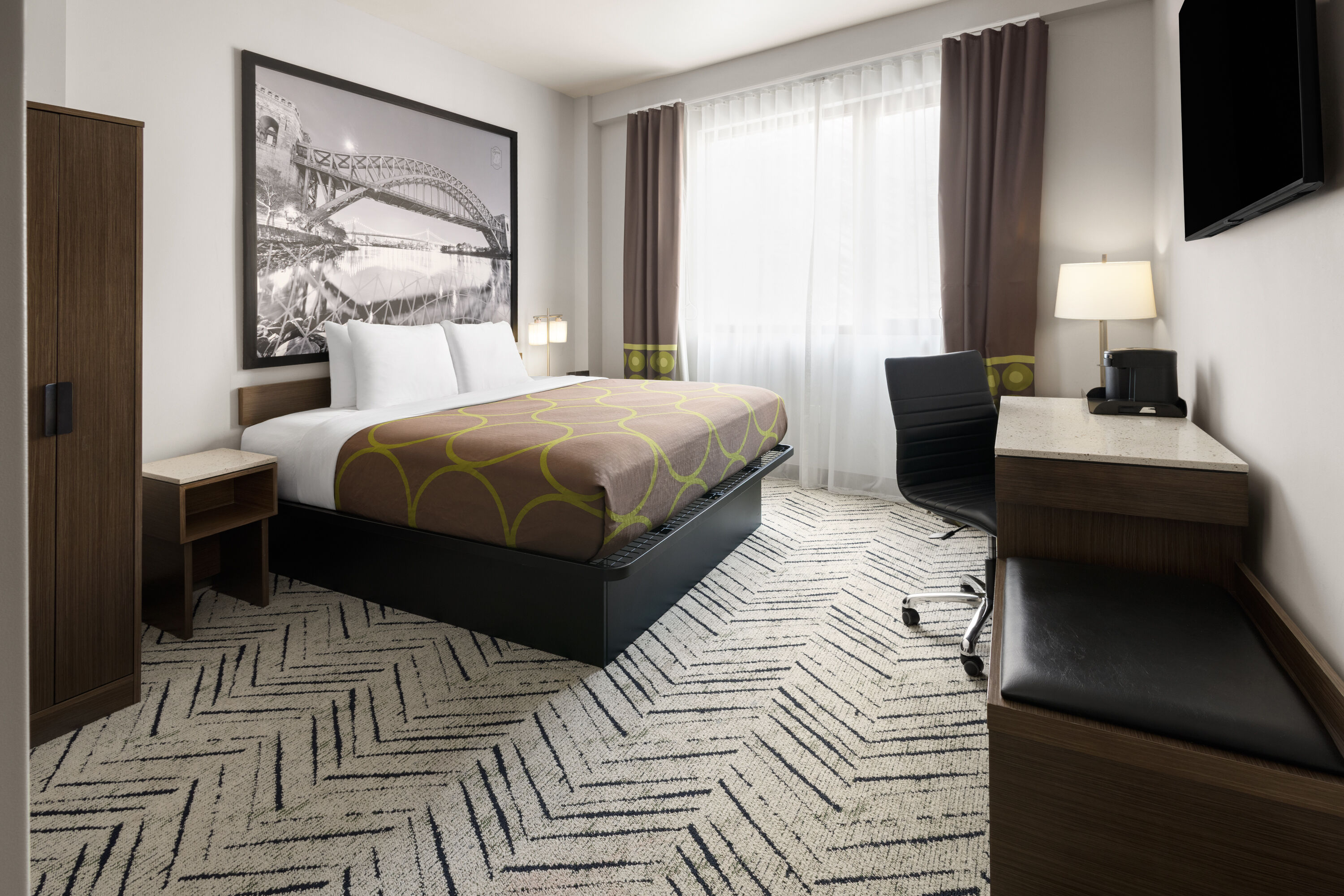 Guest room at the Super 8 by Wyndham Bronx Near Stadium in Bronx, New York