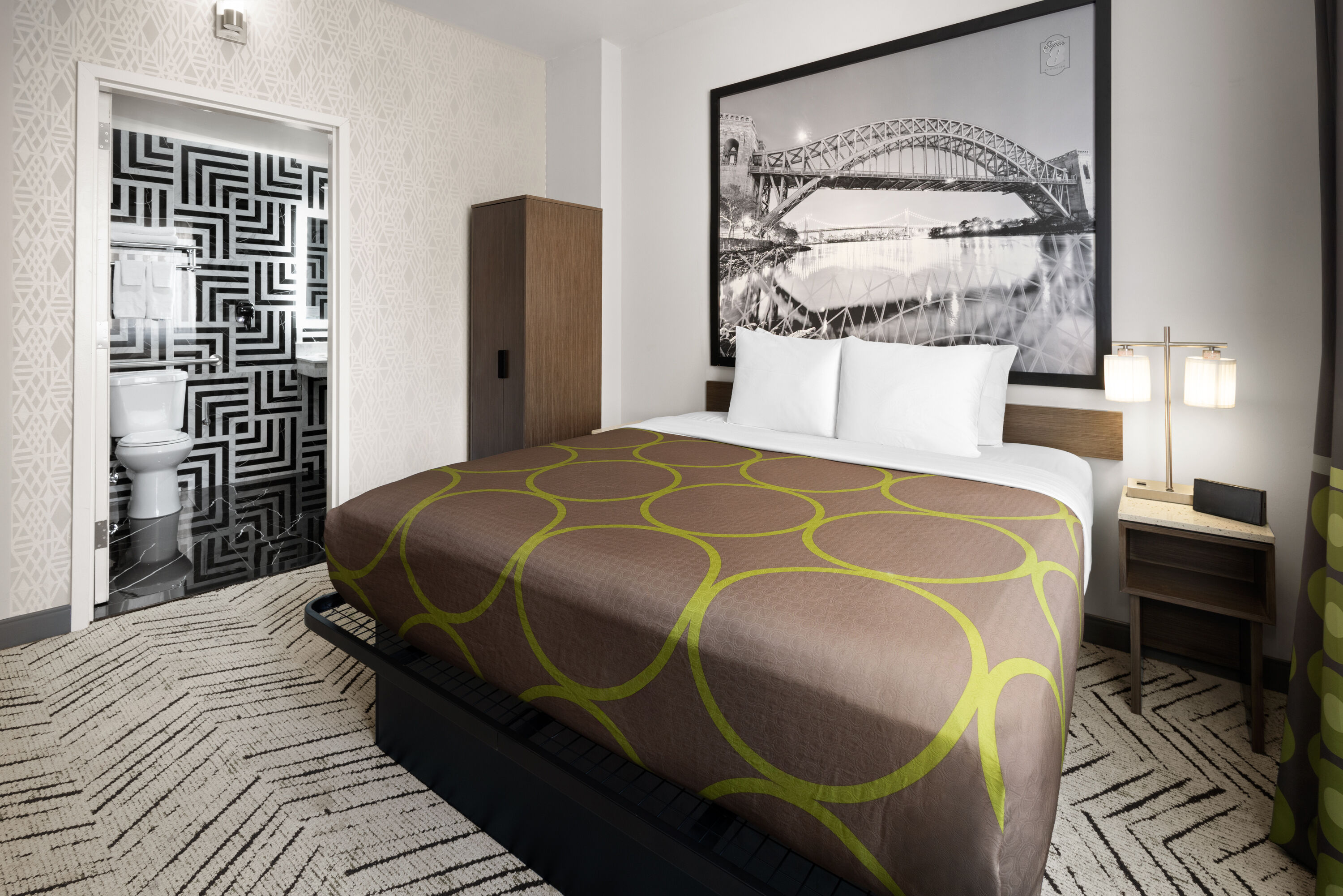 Guest room at the Super 8 by Wyndham Bronx Near Stadium in Bronx, New York