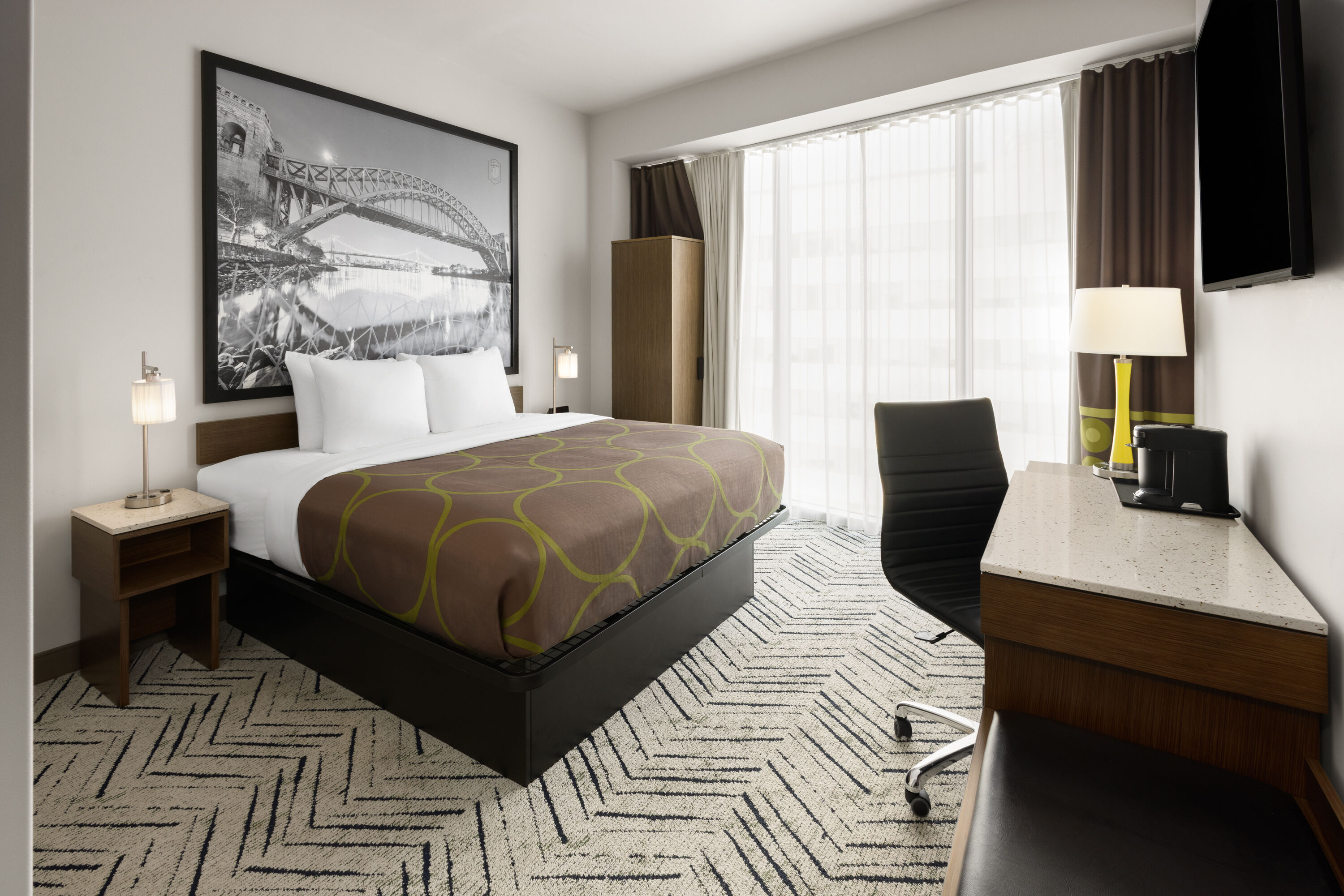 Guest room at the Super 8 by Wyndham Bronx Near Stadium in Bronx, New York