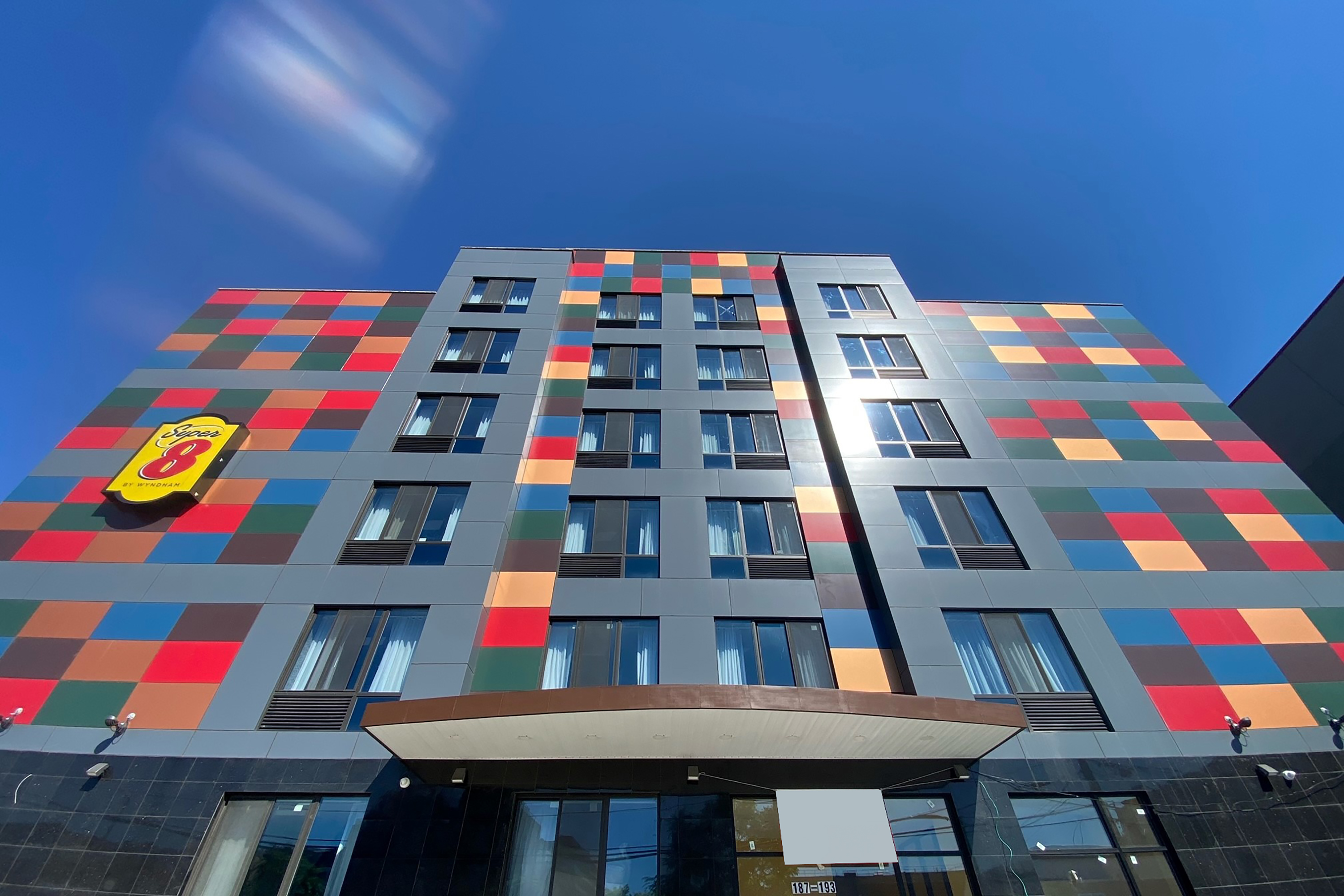 Exterior of Super 8 by Wyndham Brooklyn Williamsburg hotel in Brooklyn, New York