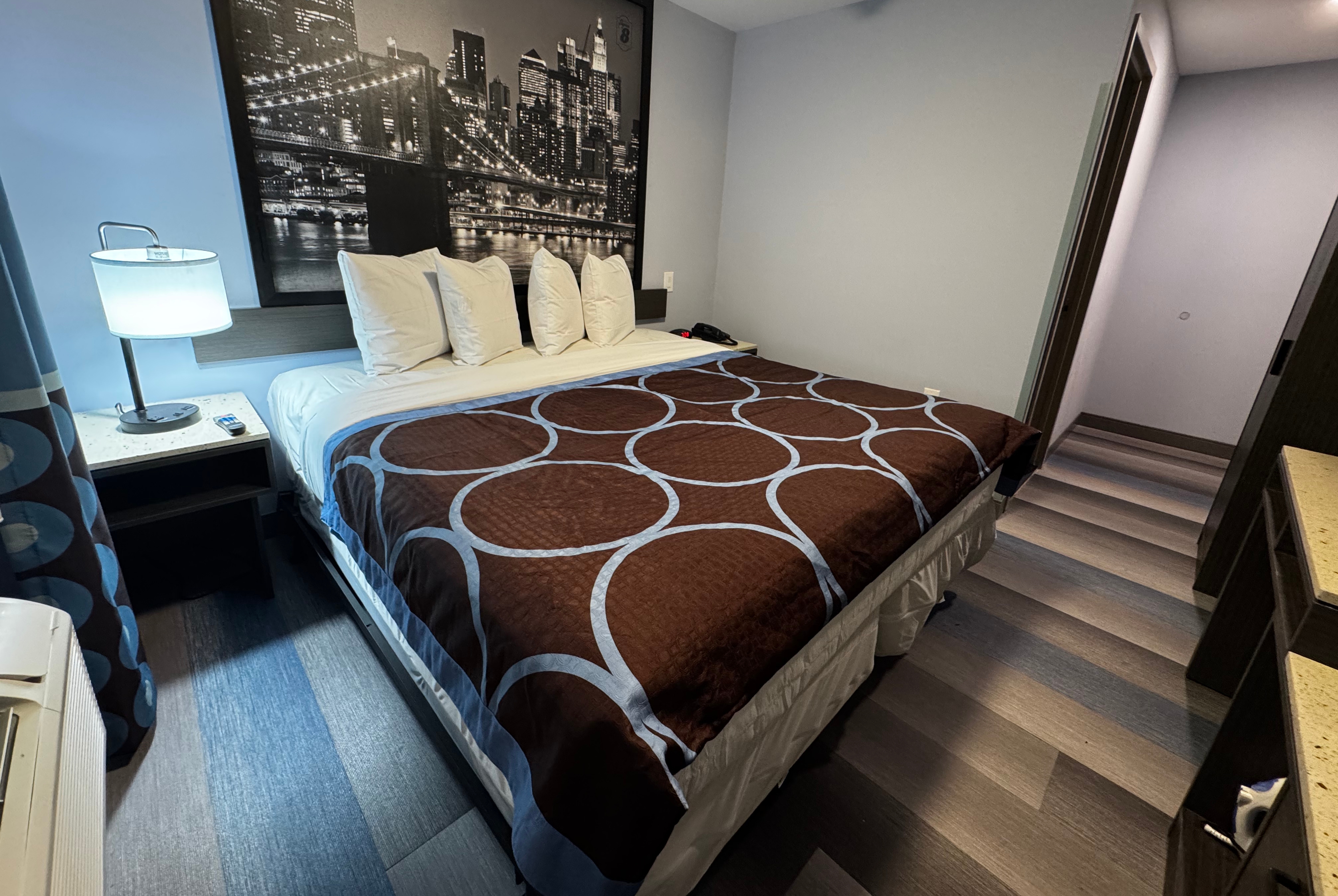 Guest room at the Super 8 by Wyndham Brooklyn Fulton Street/Broadway Junction in Brooklyn, New York