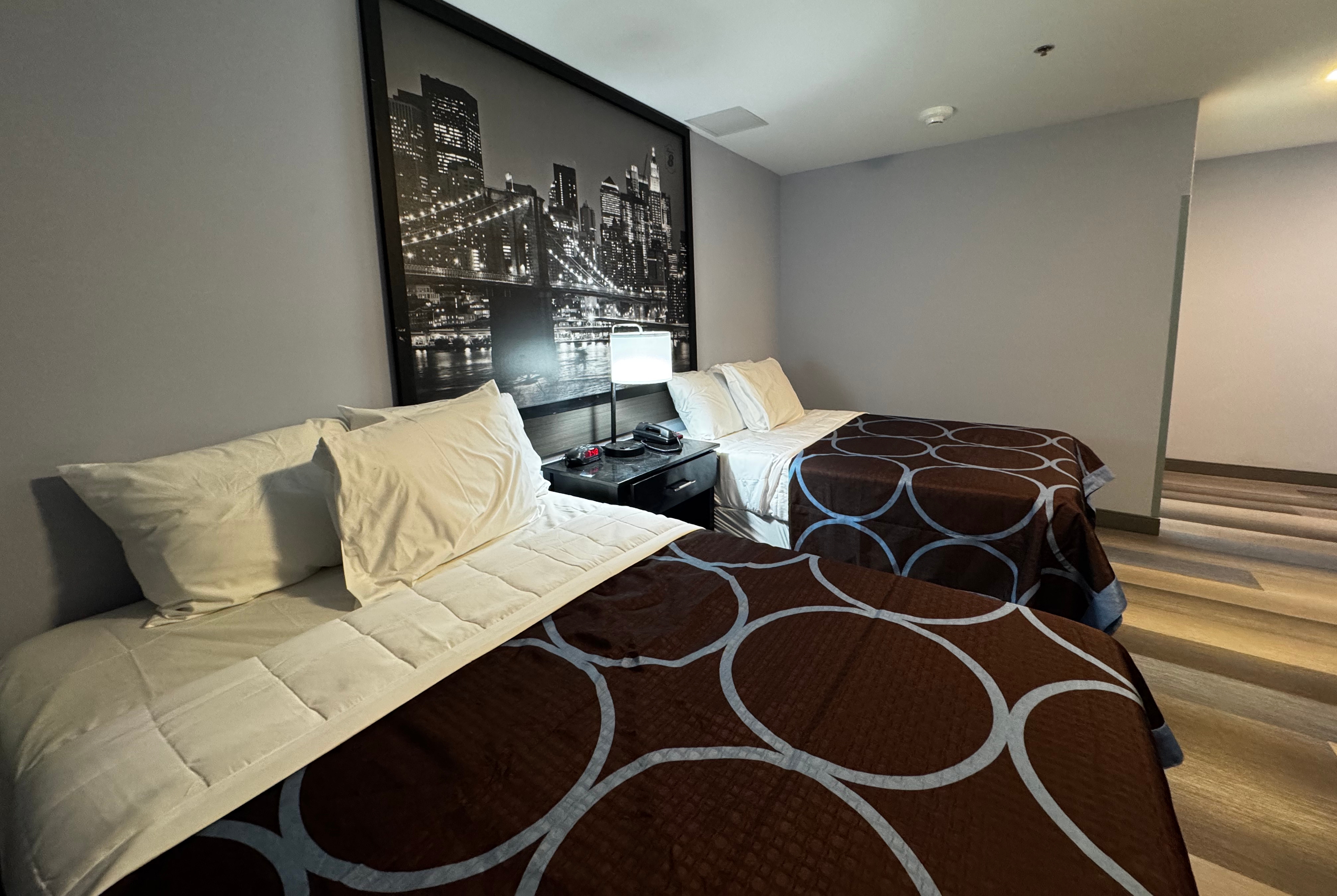 Guest room at the Super 8 by Wyndham Brooklyn Fulton Street/Broadway Junction in Brooklyn, New York