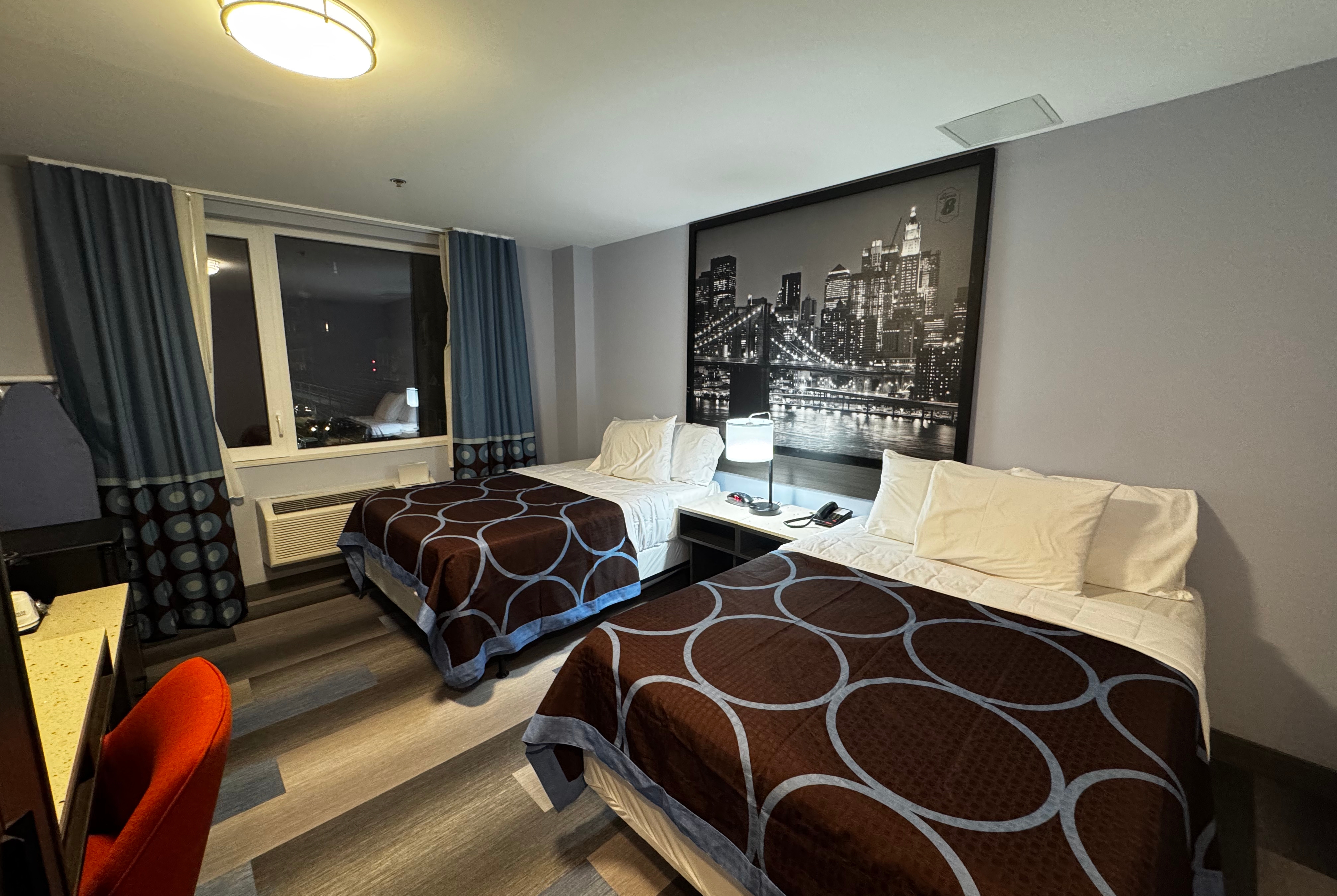 Guest room at the Super 8 by Wyndham Brooklyn Fulton Street/Broadway Junction in Brooklyn, New York