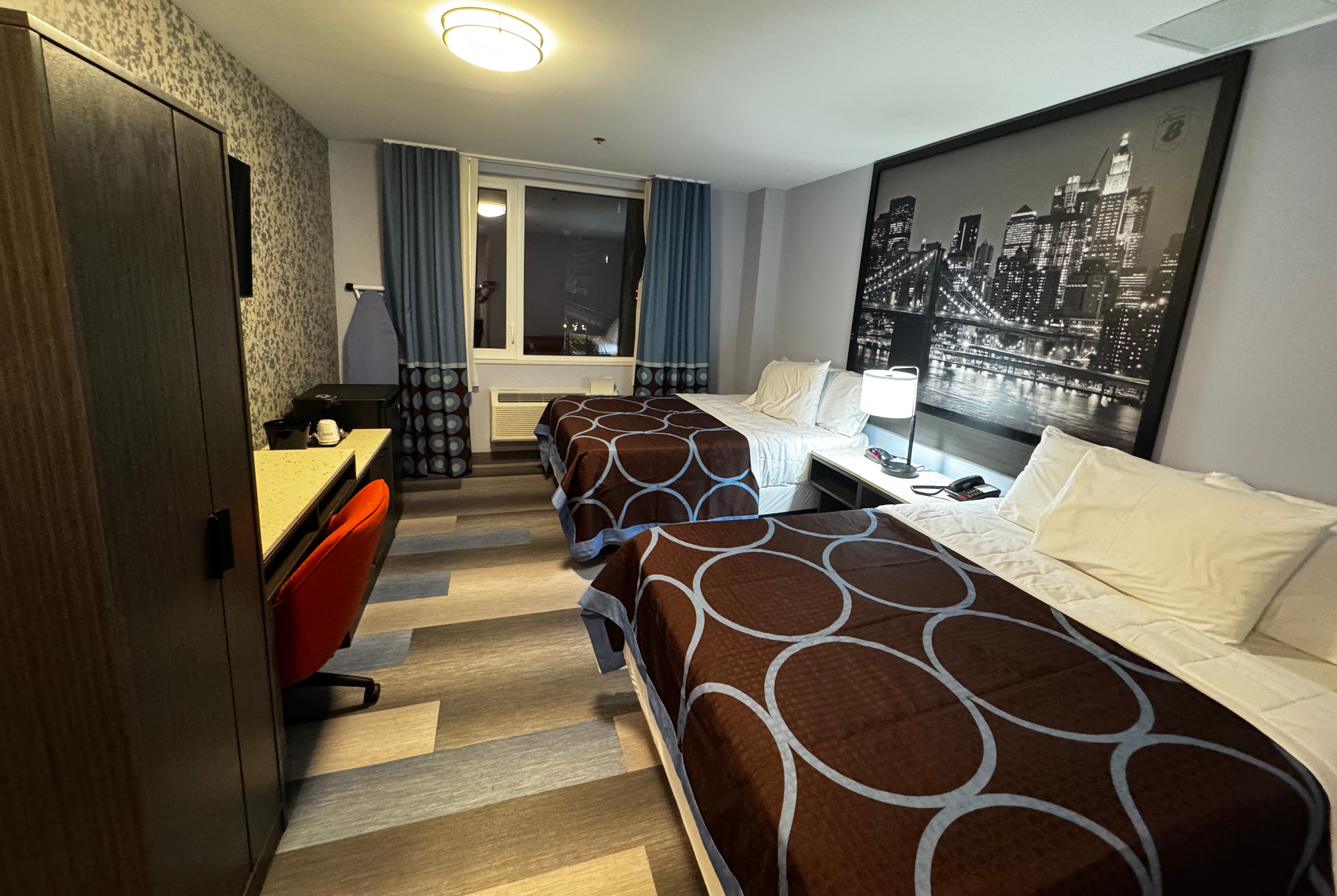 Guest room at the Super 8 by Wyndham Brooklyn Fulton Street/Broadway Junction in Brooklyn, New York