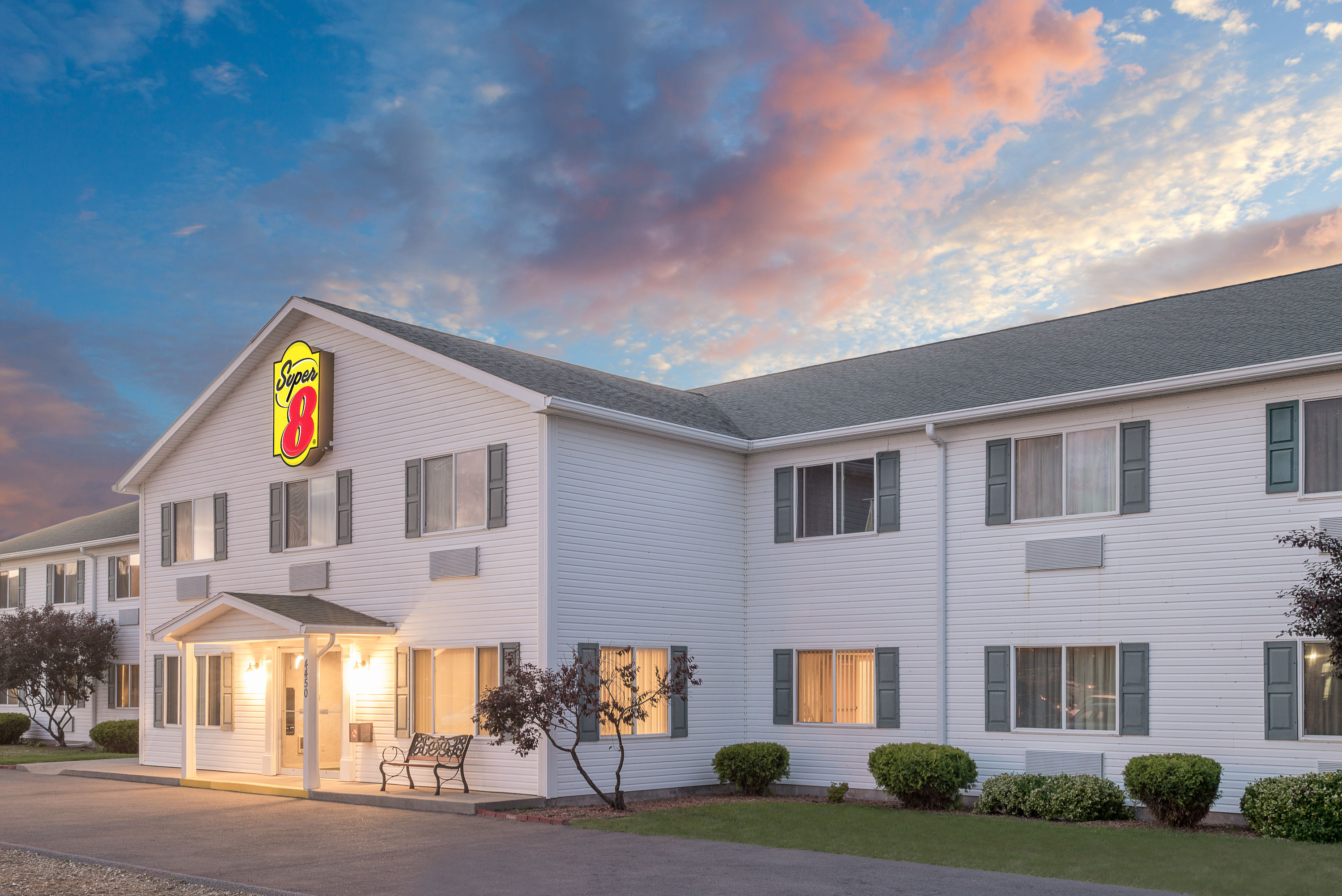 Exterior Dusk Image of Super 8 by Wyndham Canandaigua hotel in Canandaigua, New York