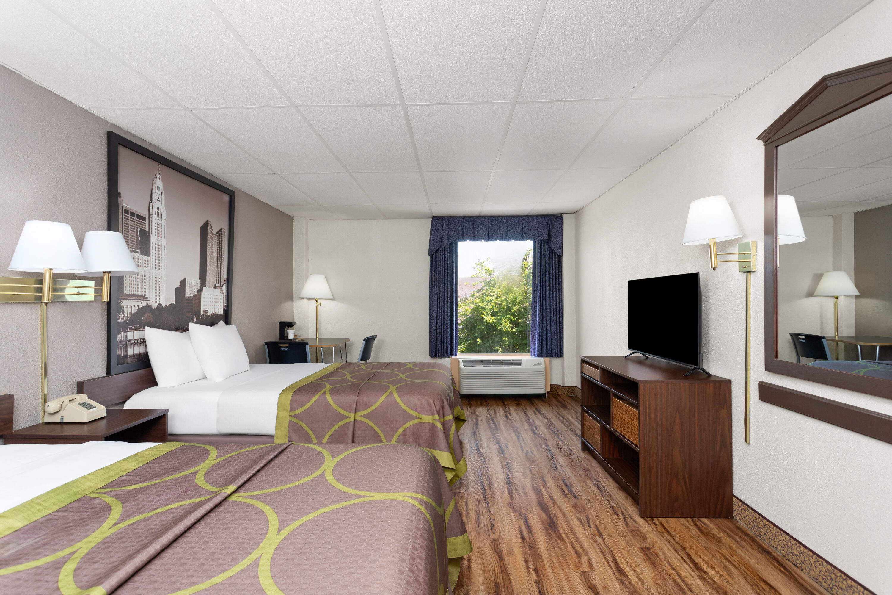 Guest room at the Super 8 by Wyndham Columbus in Columbus, Ohio