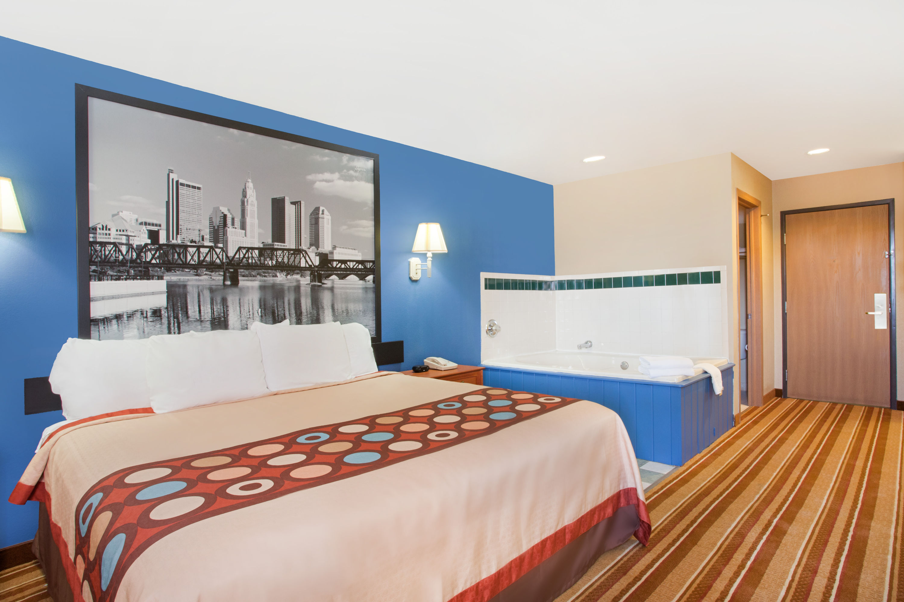 Guest room at the Super 8 by Wyndham Defiance in Defiance, Ohio