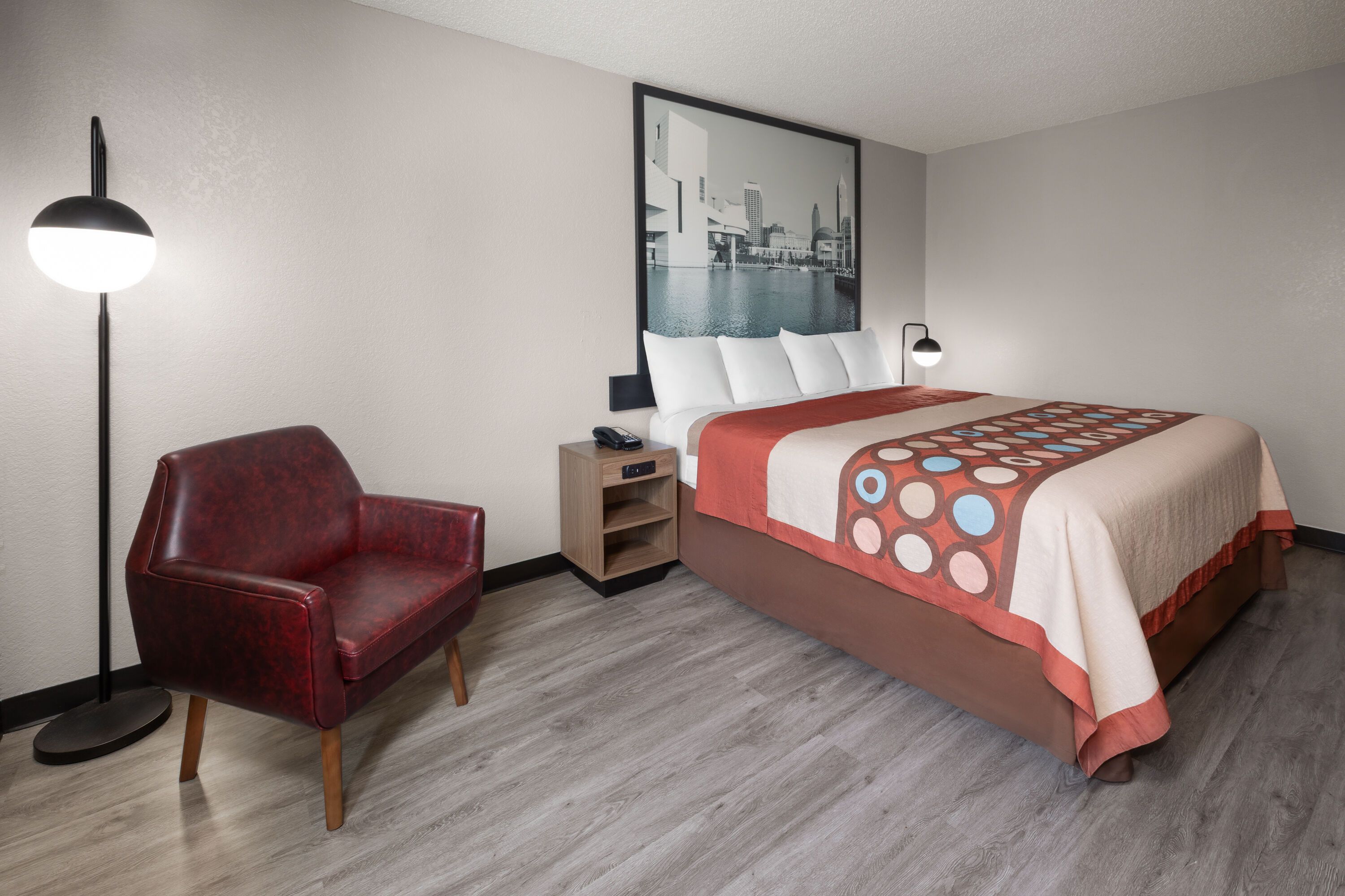 Guest room at the Super 8 by Wyndham Kent/Akron Area in Kent, Ohio