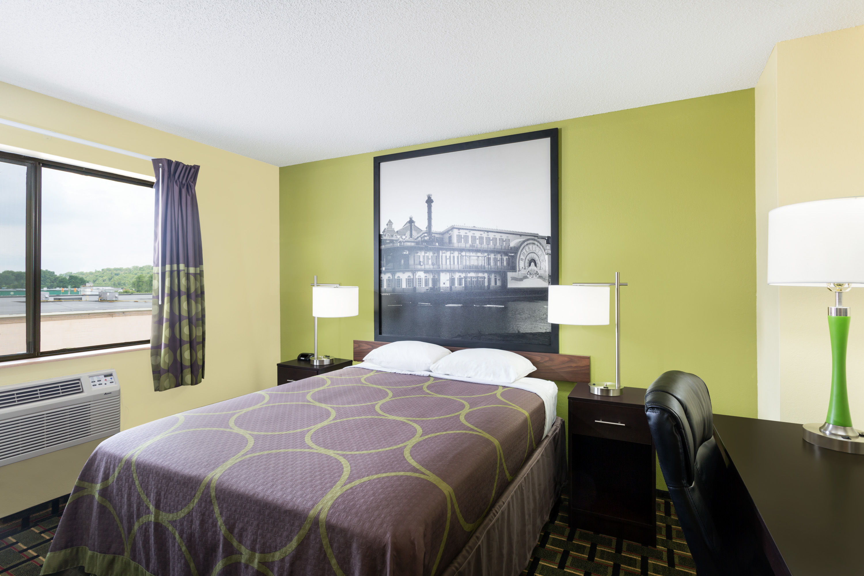 Guest room at the Super 8 by Wyndham Marietta in Marietta, Ohio