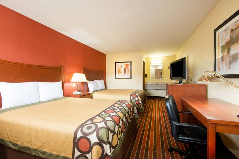 Guest room at the Super 8 Reynolds /East Columbus Area in Reynoldsburg, Ohio
