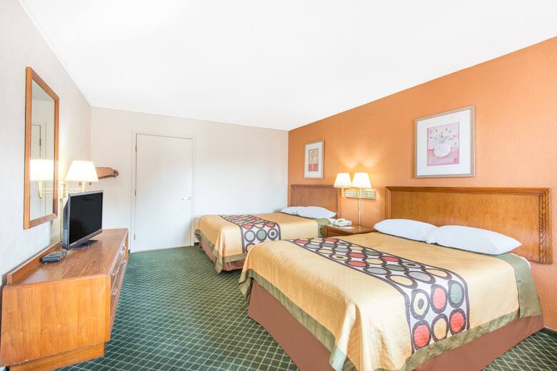 Guest room at the Super 8 Sandusky North in Sandusky, Ohio