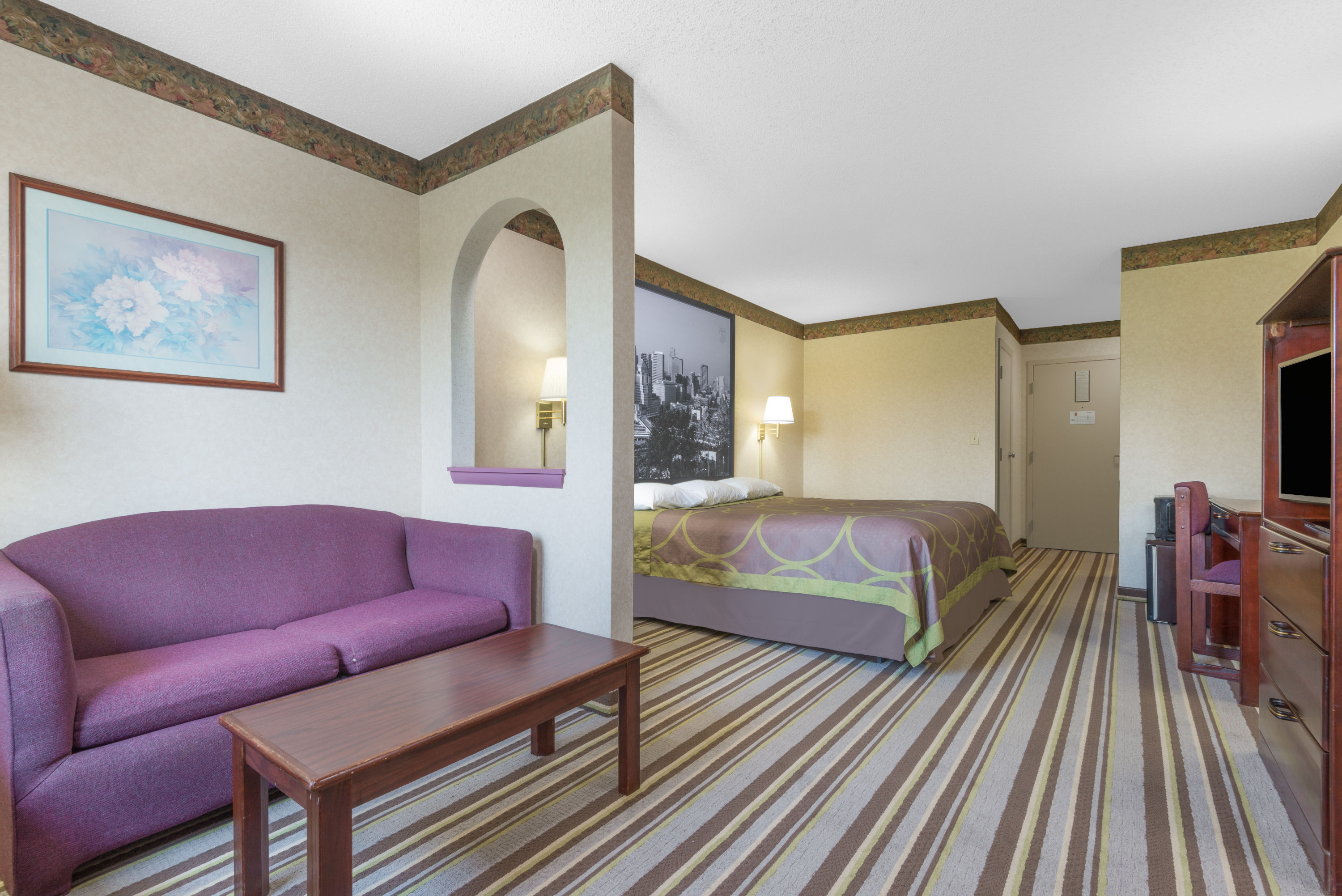 Guest room at the Super 8 by Wyndham Wapakoneta in Wapakoneta, Ohio