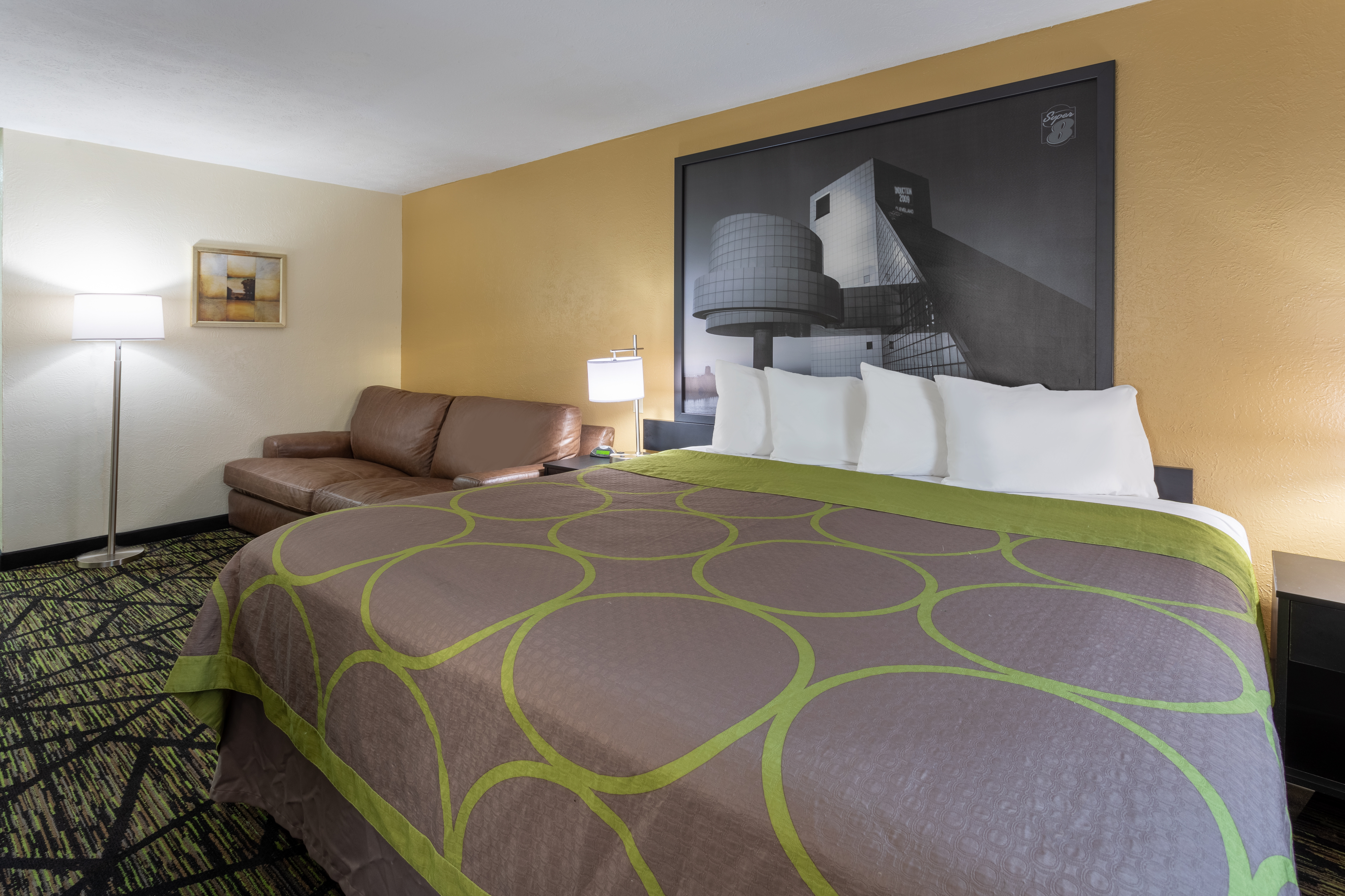 Guest room at the Super 8 by Wyndham Wooster in Wooster, Ohio