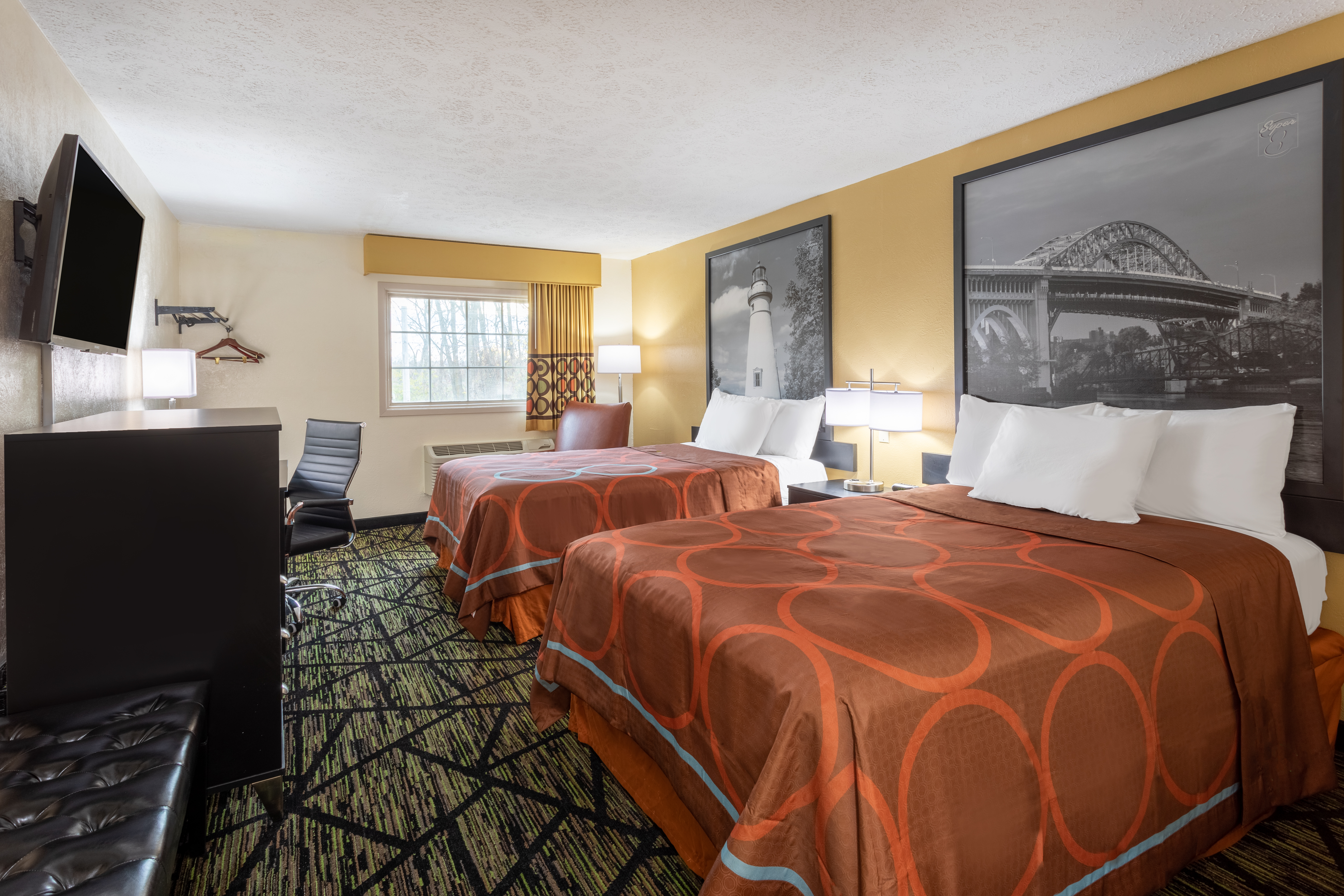 Guest room at the Super 8 by Wyndham Wooster in Wooster, Ohio