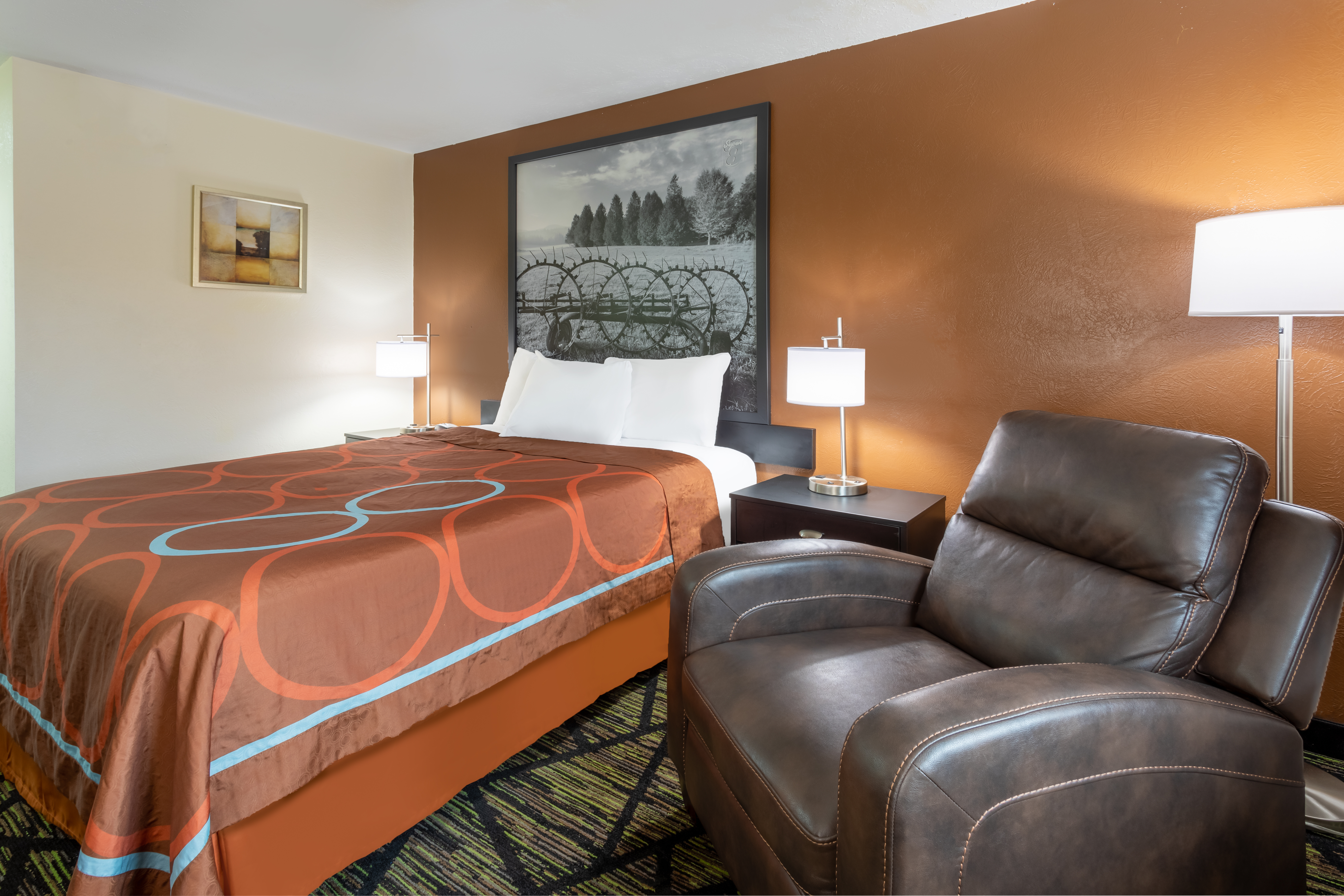 Guest room at the Super 8 by Wyndham Wooster in Wooster, Ohio