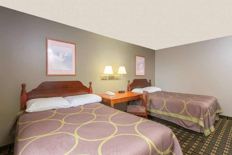 Guest room at the Super 8 Youngstown/Austintown in Youngstown, Ohio
