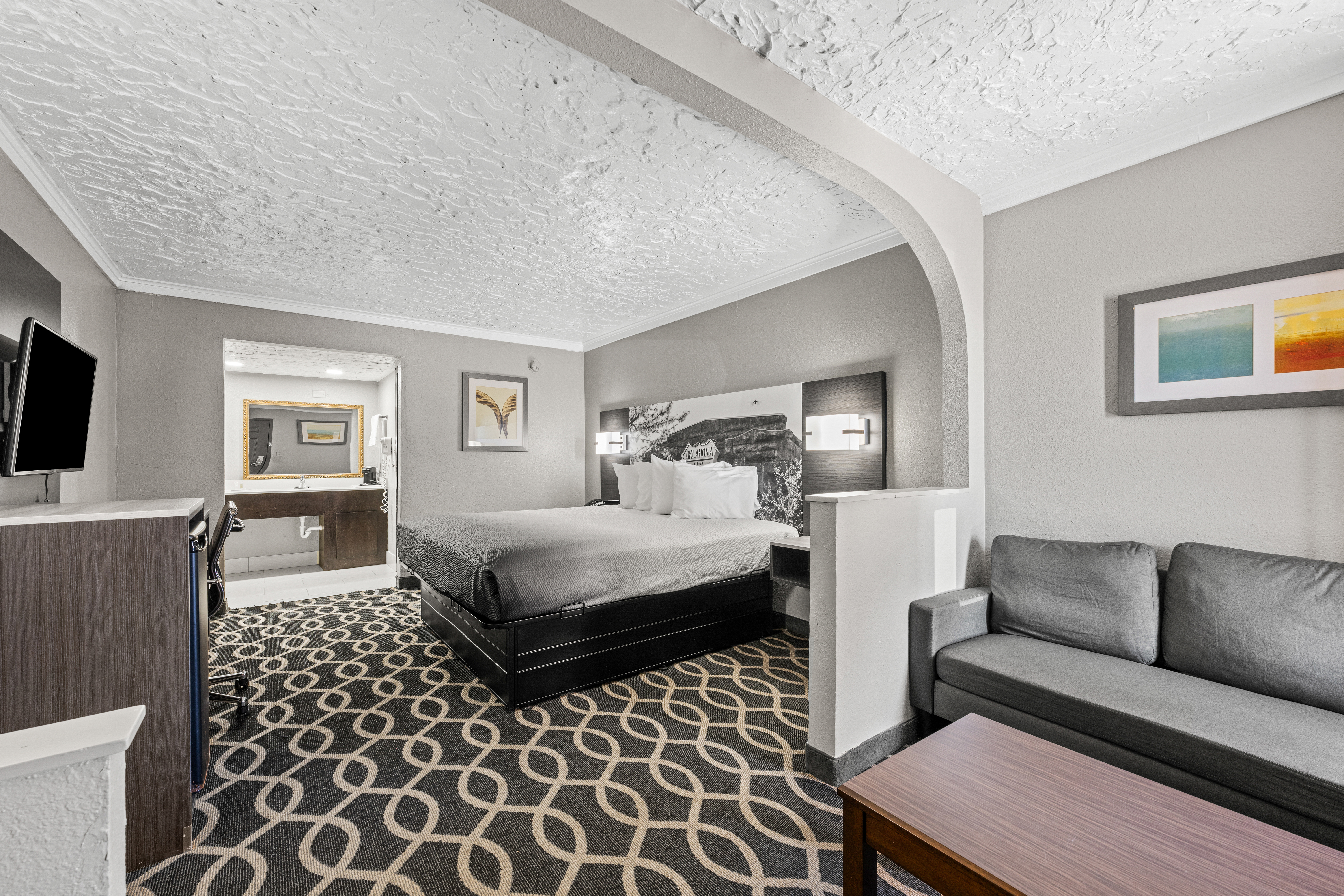 Guest room at the Super 8 by Wyndham Norman West in Norman, Oklahoma