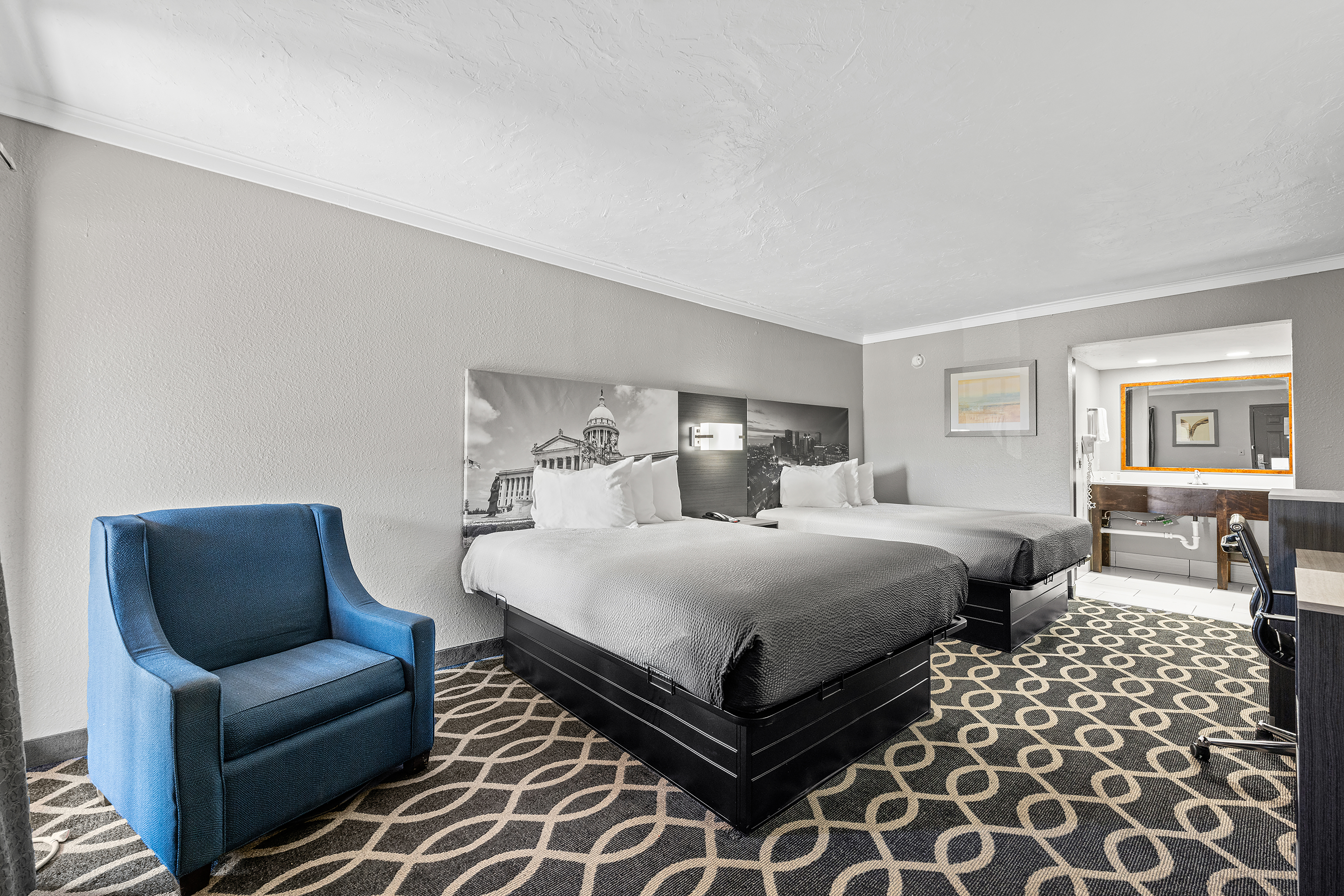 Guest room at the Super 8 by Wyndham Norman West in Norman, Oklahoma