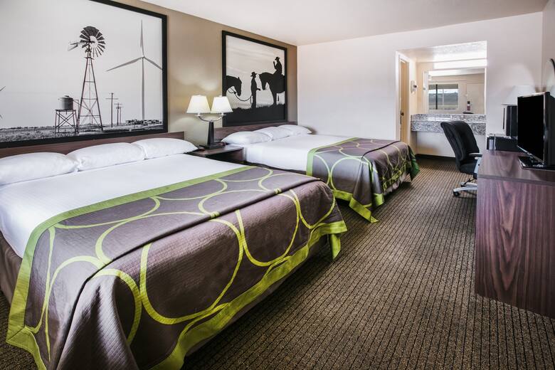 Guest room at the Super 8 Oklahoma Airport Fairgrounds West in Oklahoma City, Oklahoma