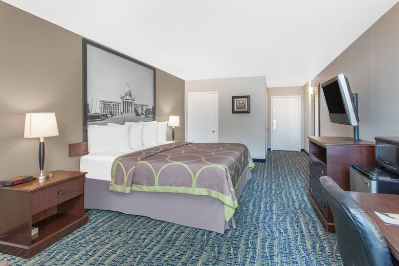 Guest room at the Super 8 Oklahoma City in Oklahoma City, Oklahoma