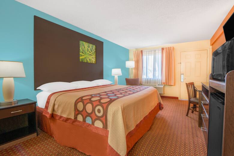 Guest room at the Super 8 Tulsa in Tulsa, Oklahoma