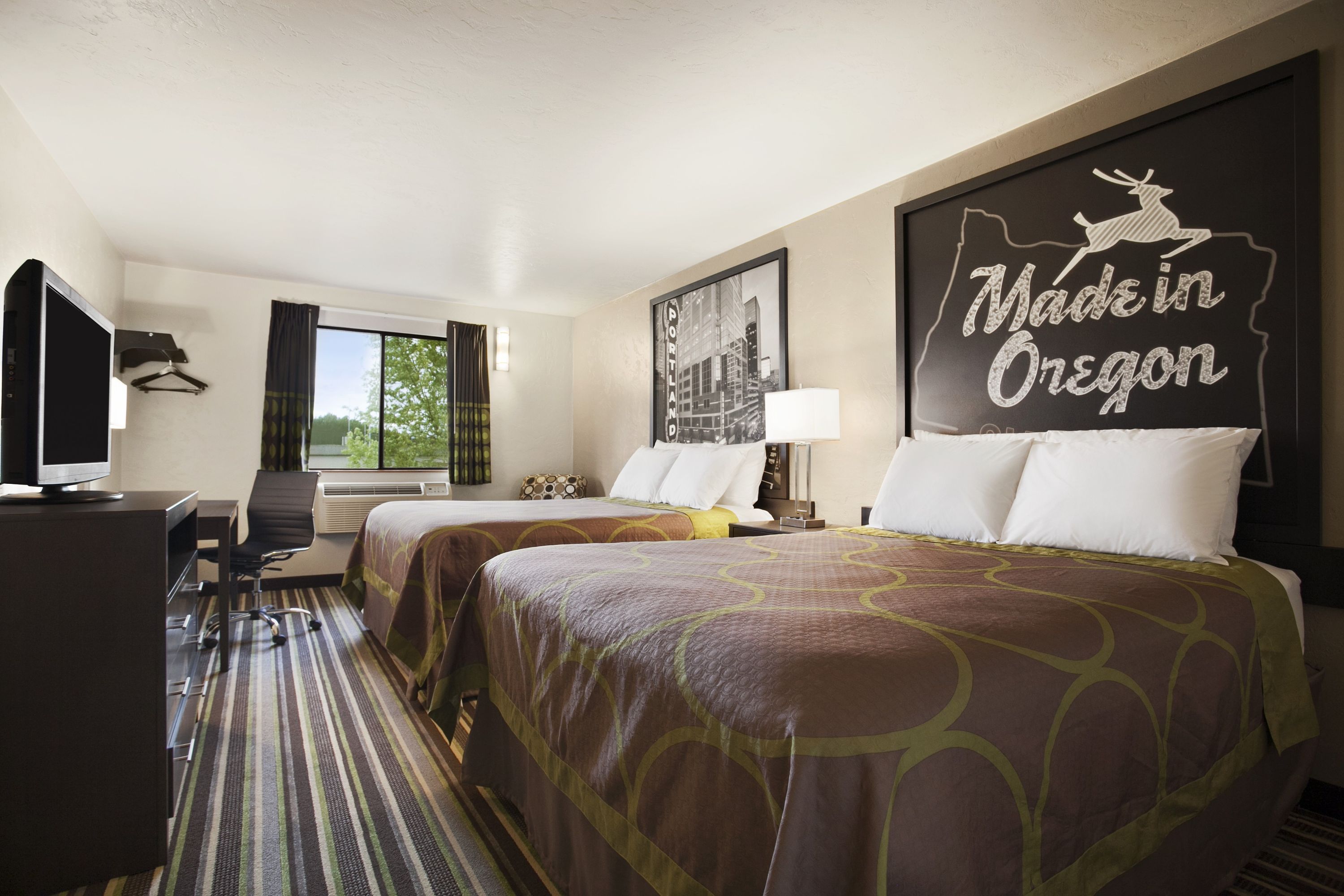 Guest room at the Super 8 by Wyndham Portland Airport in Portland, Oregon