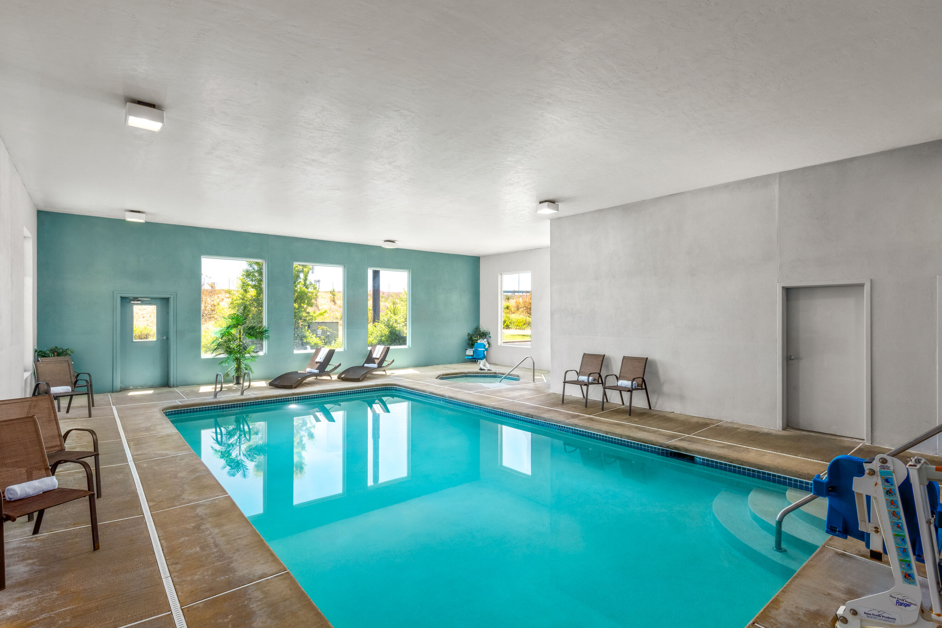 Indoor pool at the Super 8 by Wyndham Roseburg in Roseburg, Oregon